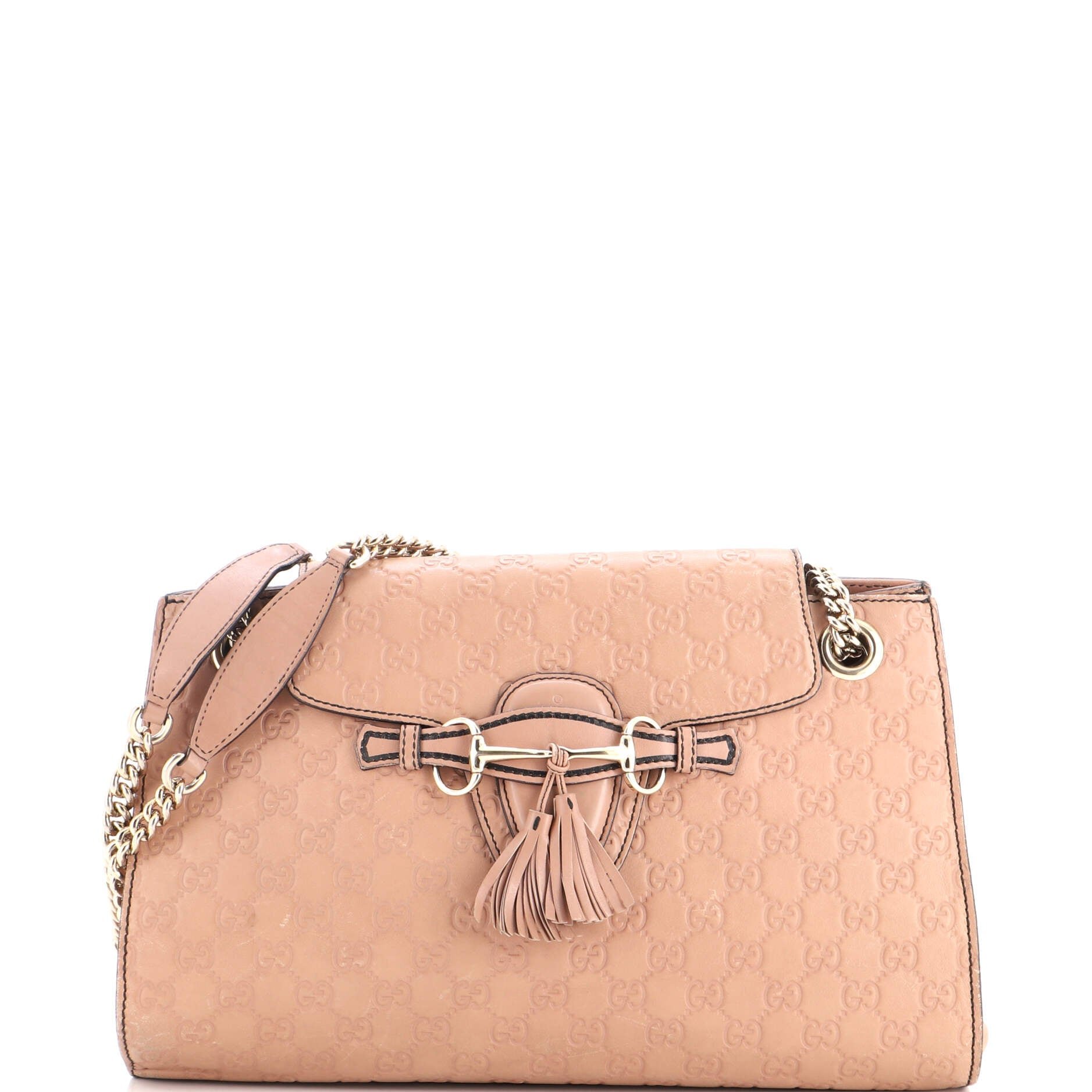 Emily Chain Flap Shoulder Bag Guccissima Leather Large