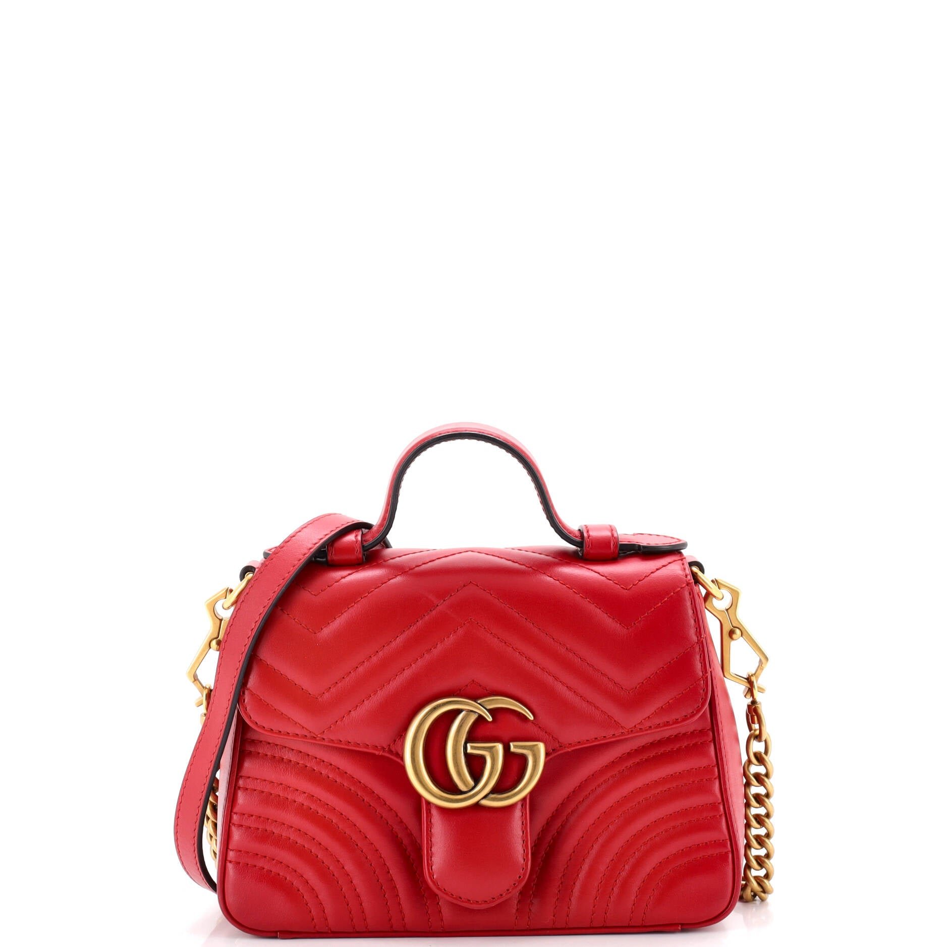 GG Marmont Top Handle Flap Bag Matelasse Leather Mini