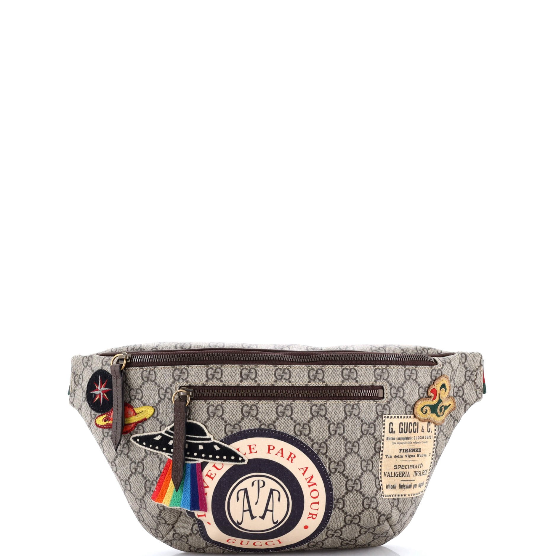 Courrier Zip Belt Bag GG Coated Canvas with Applique