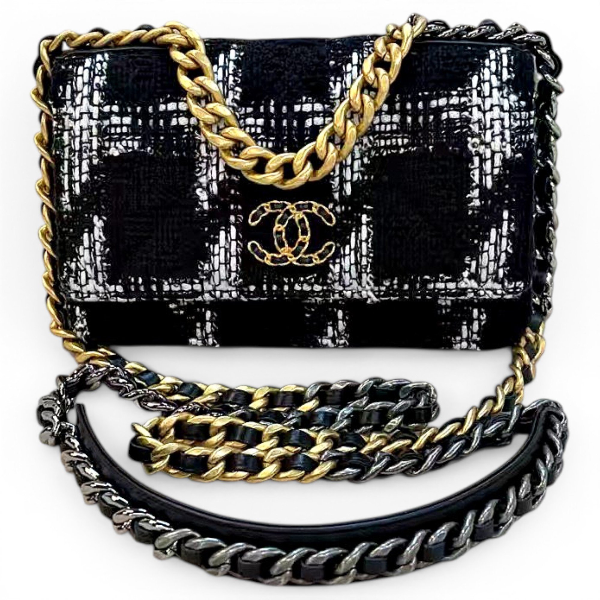 Wallet On Chain Chanel 19 tweed handbag