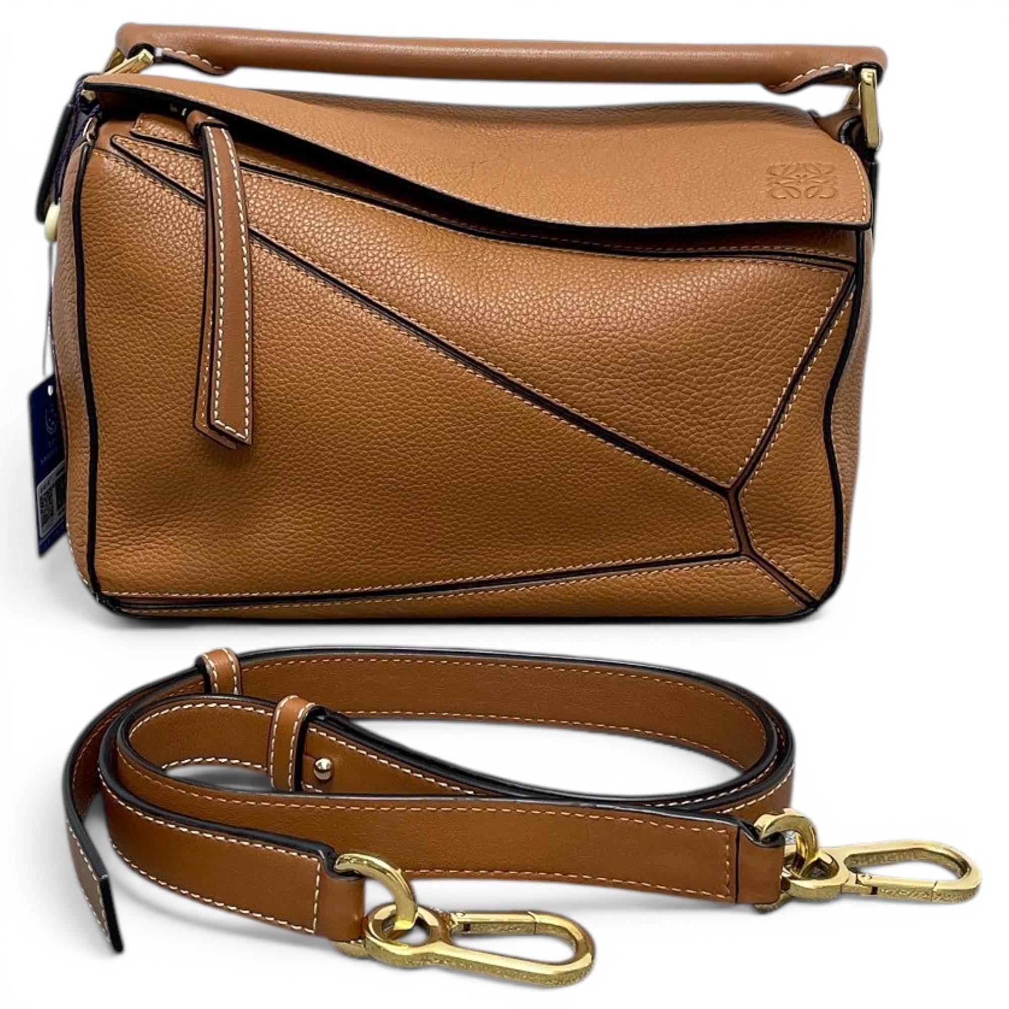 Puzzle leather handbag