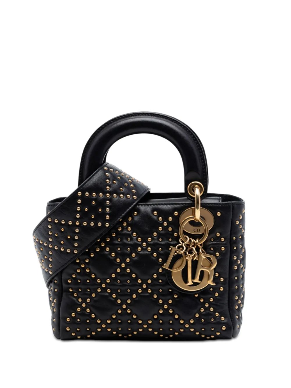 2017 Mini Lambskin Cannage Studded Supple Lady Dior satchel