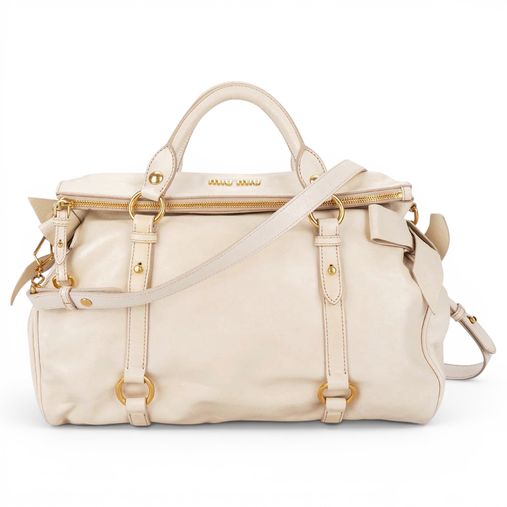 Bow bag leather handbag