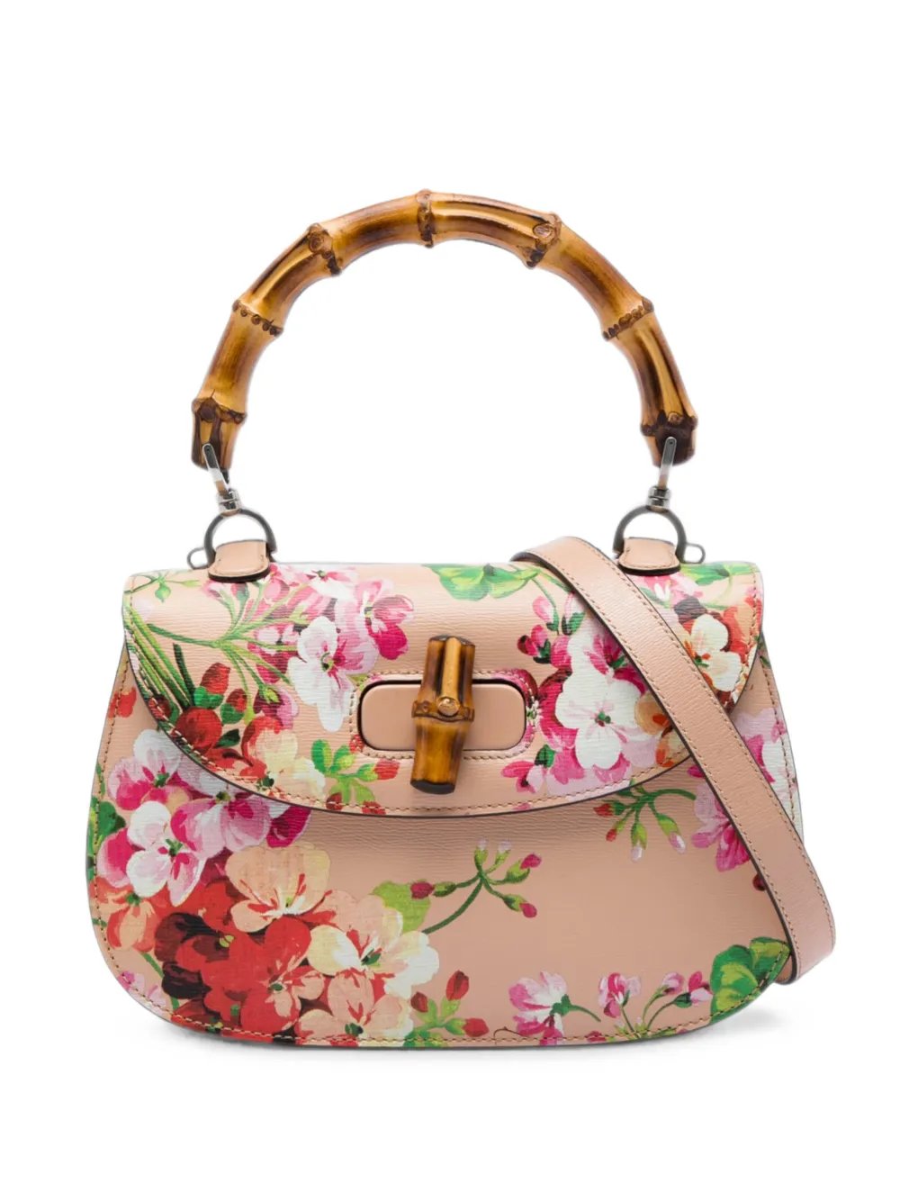 2016-2026 Medium Calfskin Blooms Bamboo Top Handle Bag satchel