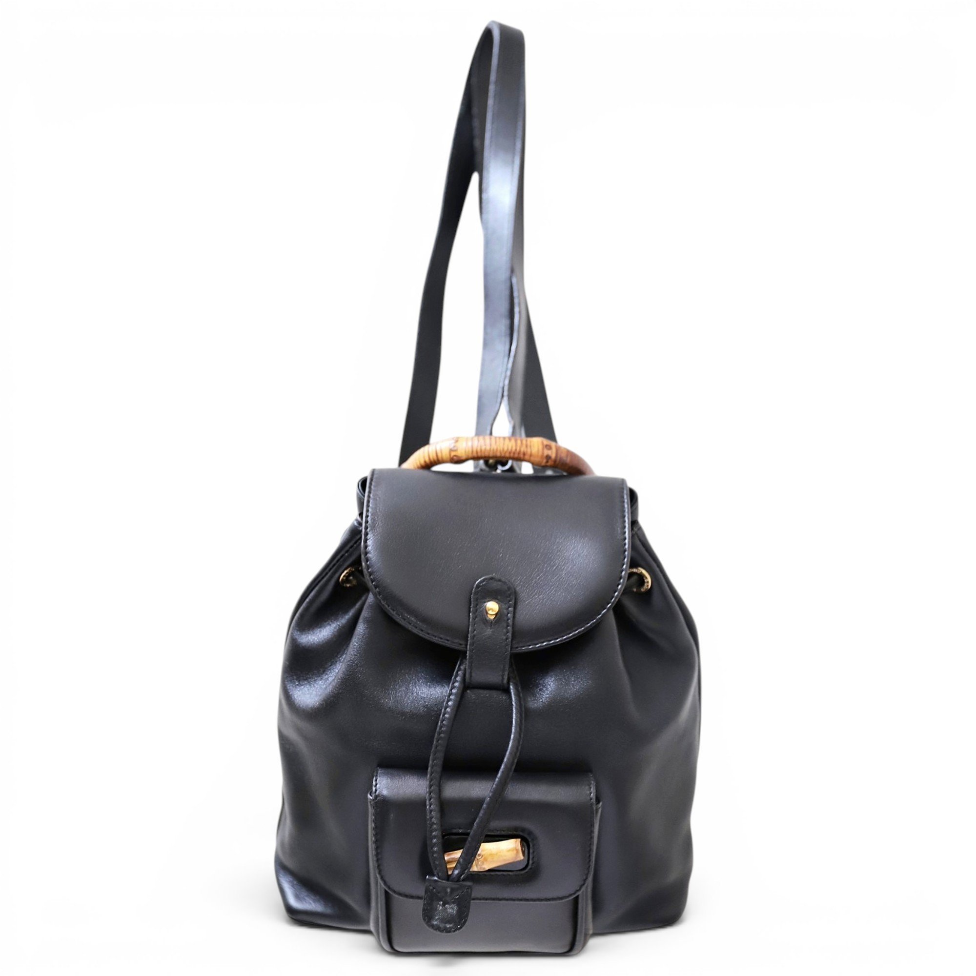Bamboo Tassel Oval leather backpack