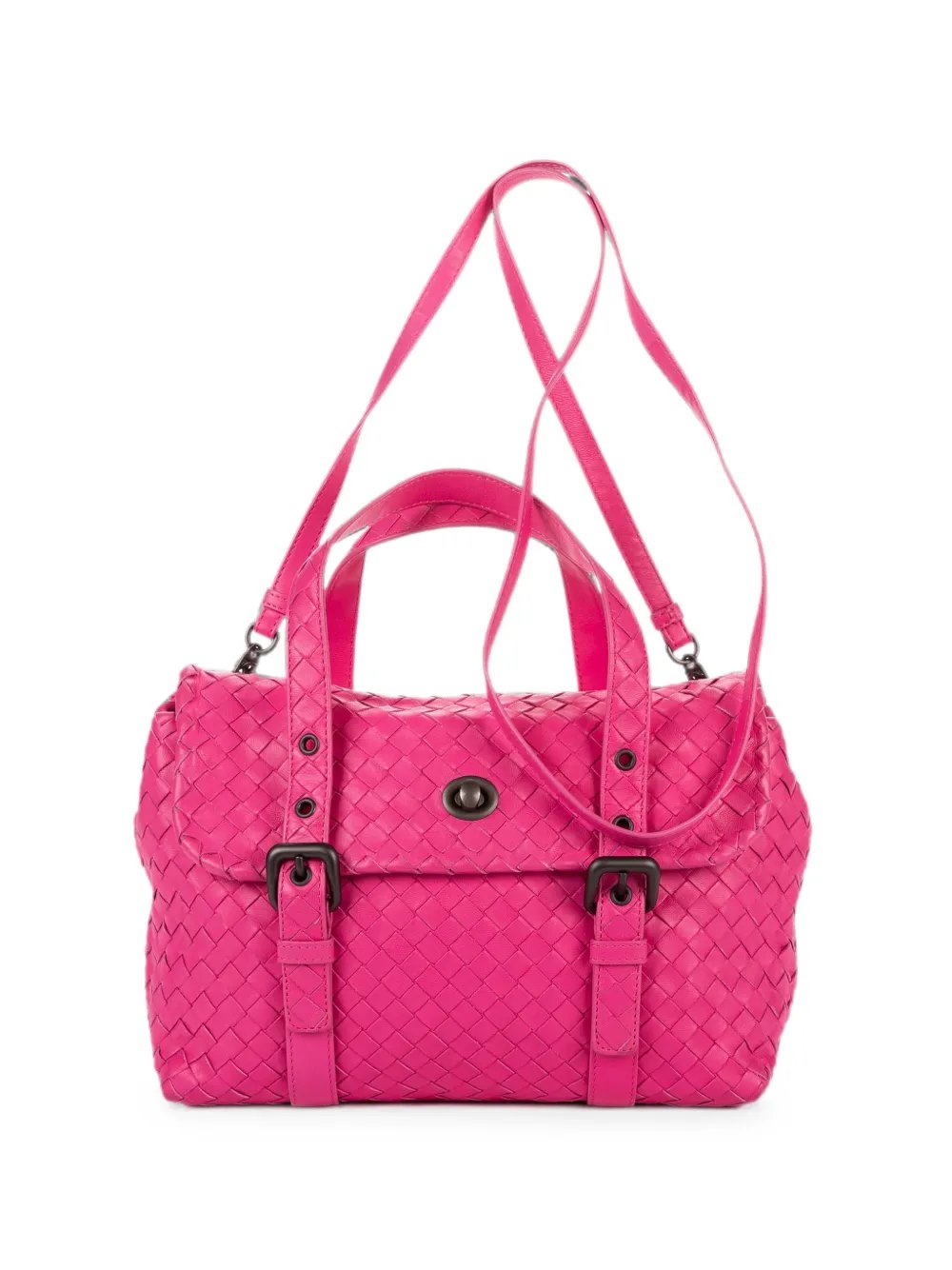 Intrecciato flap messenger bag