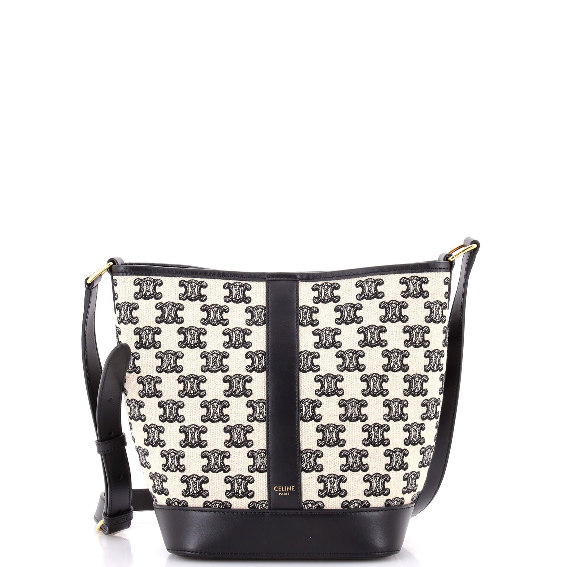 Celine Bucket Shoulder Bag Triomphe Canvas Small