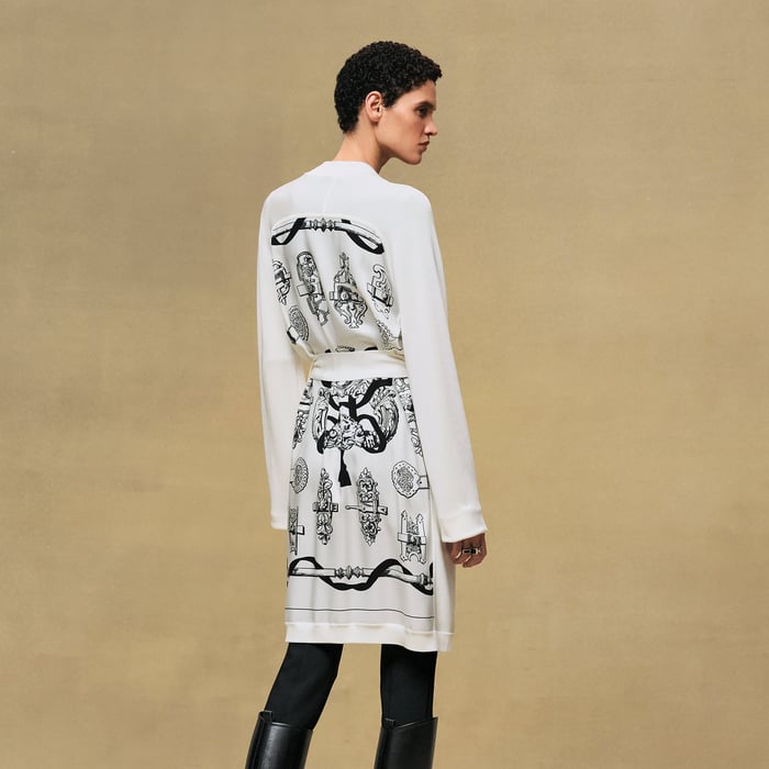 Blanc Nacre "Ferronnerie Remix" Long-sleeve Twillaine Cardigan