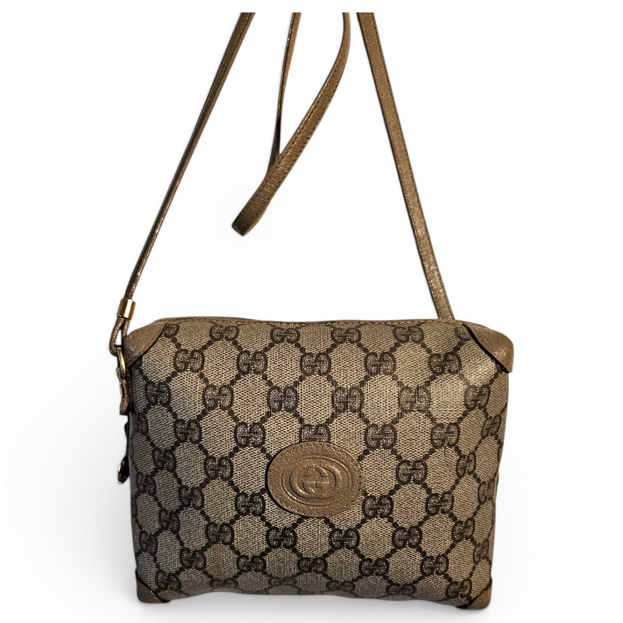 Interlocking leather crossbody bag