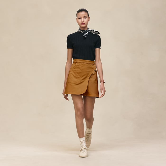 Marron Ocre Wrap Miniskirt