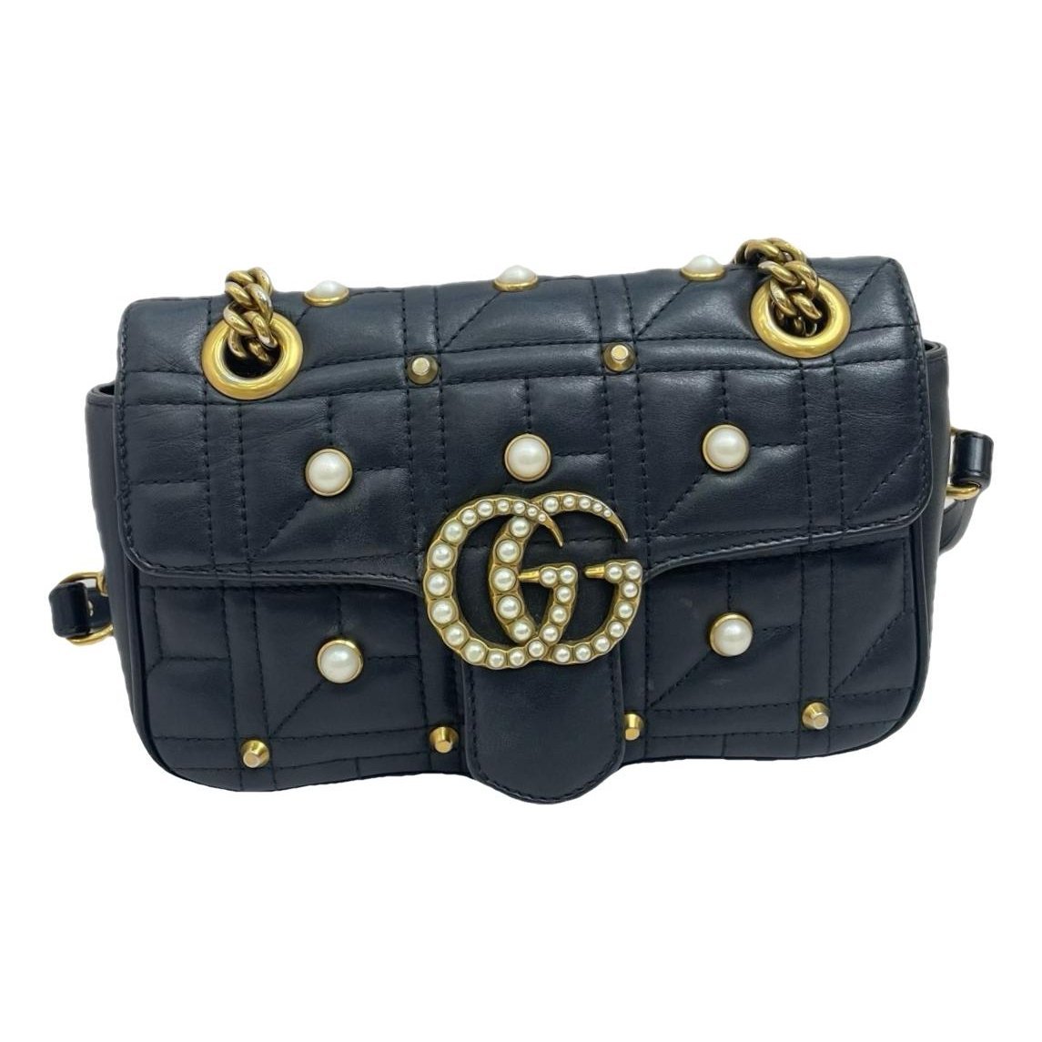 Pearly GG Marmont Flap leather handbag