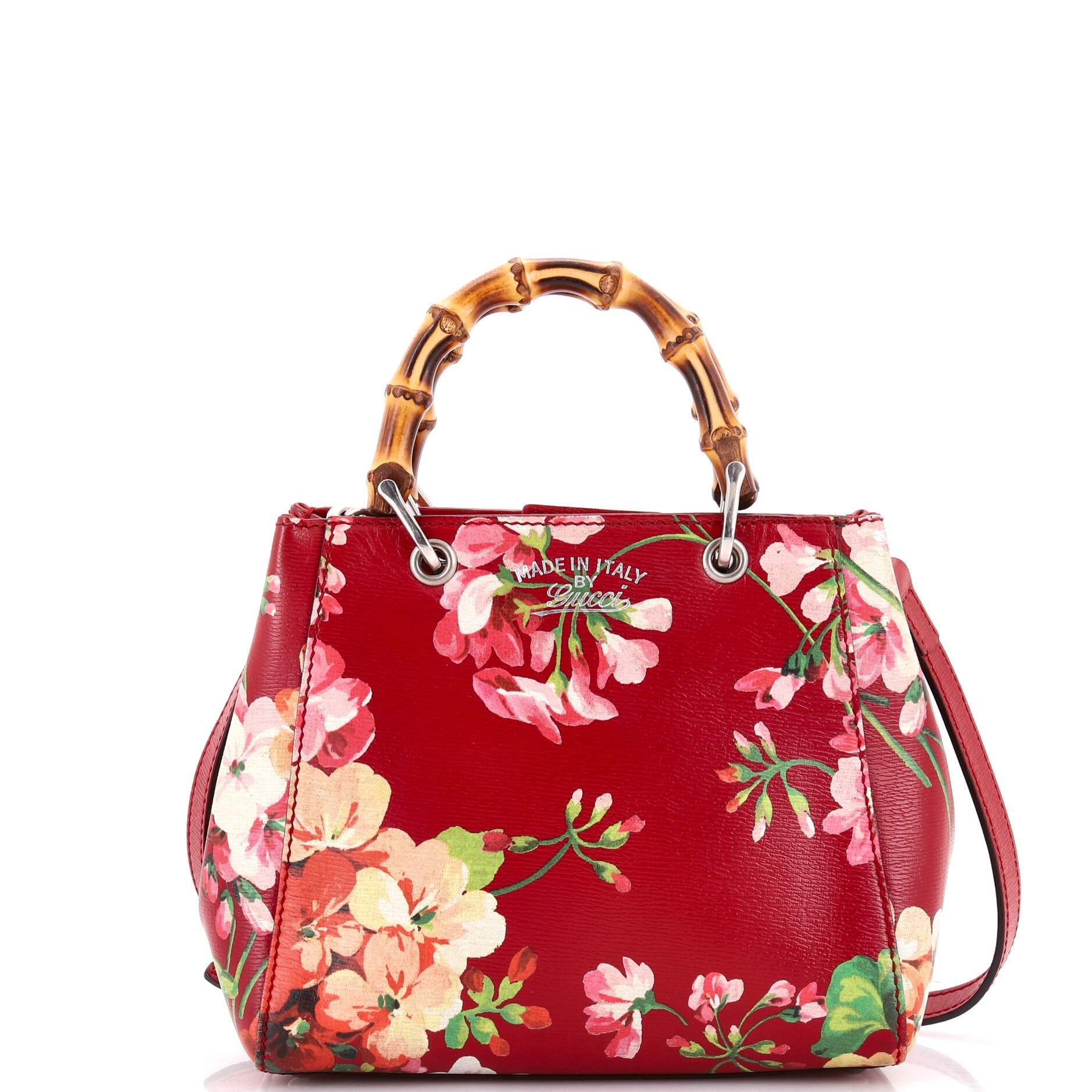 Bamboo Shopper Tote Blooms Print Leather Mini