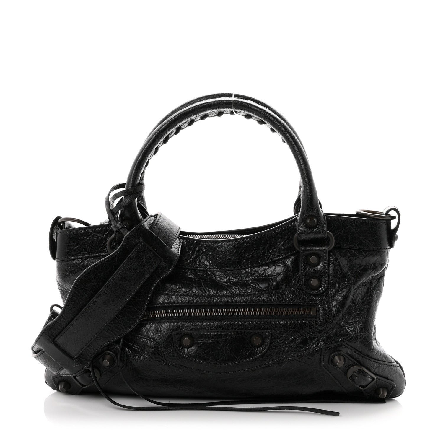 Balenciaga Agneau Arena Classic Hardware Le City First Bag Black