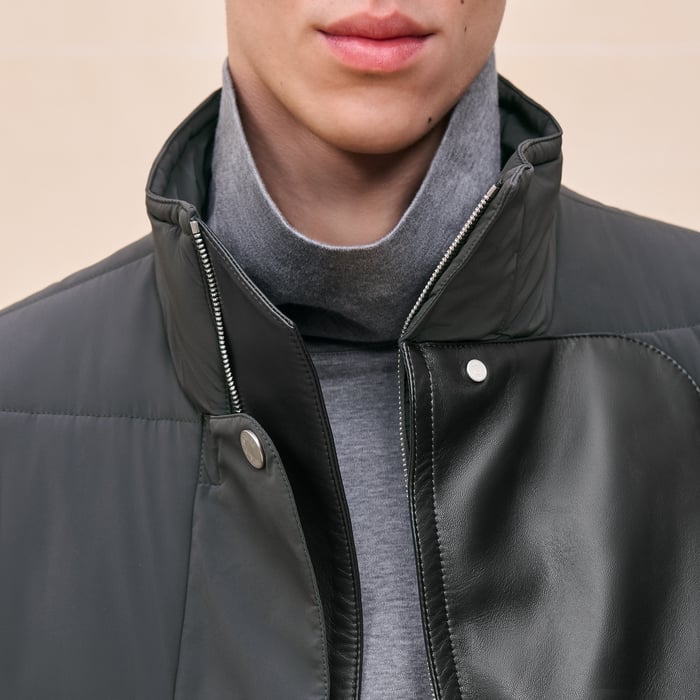 Carbone Quilted Vest With Leather Detail