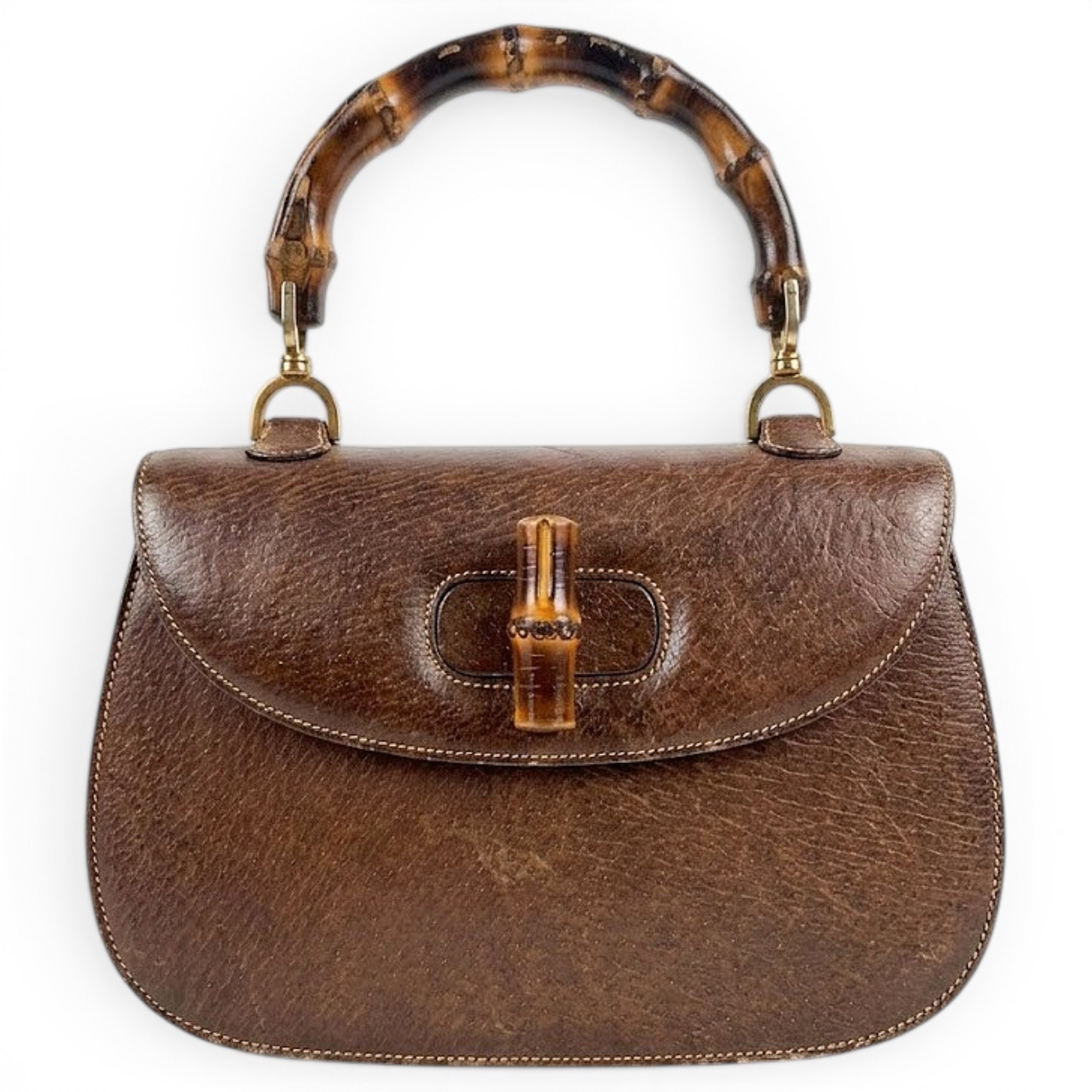 Convertible Bamboo Top Handle leather handbag