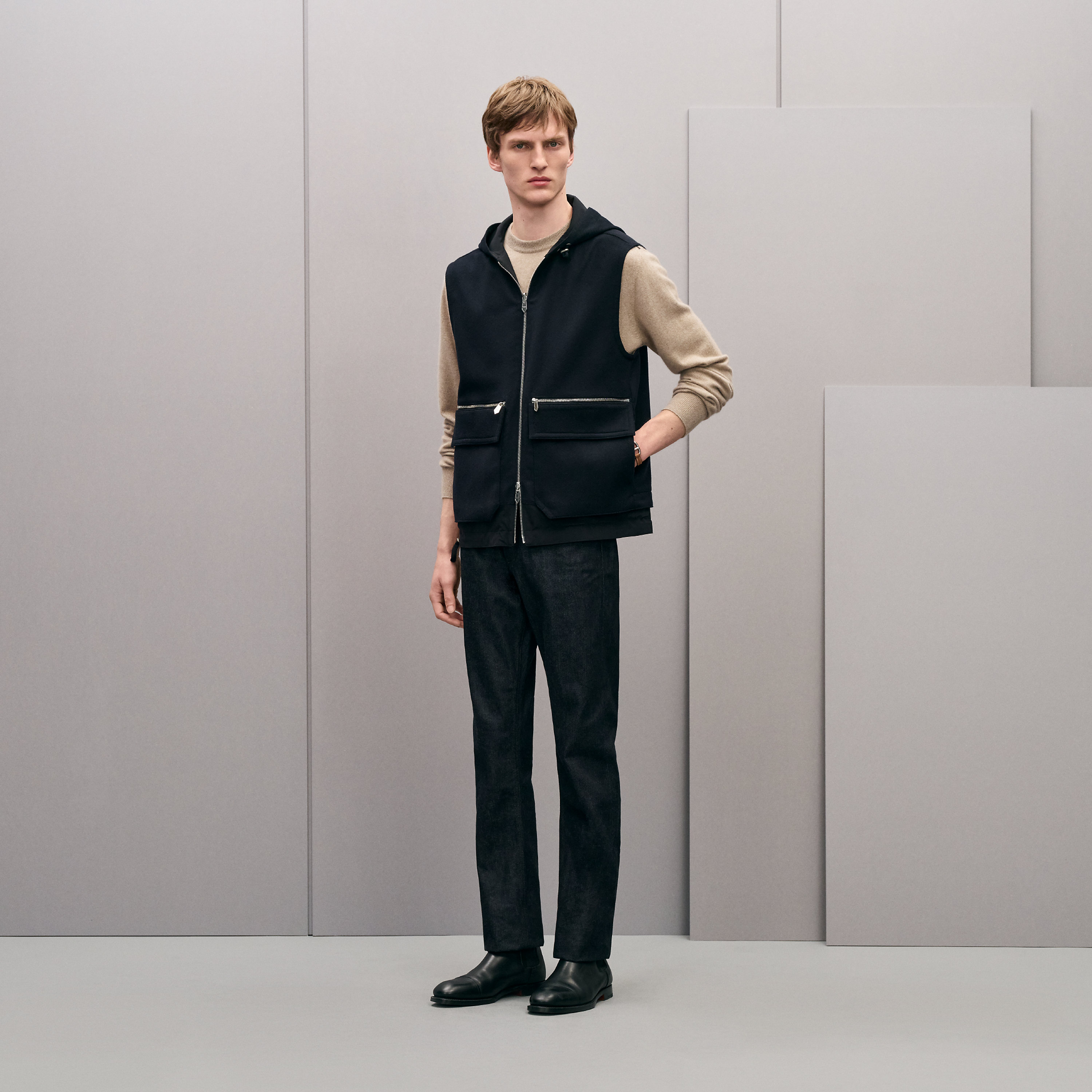 Reversible hooded vest