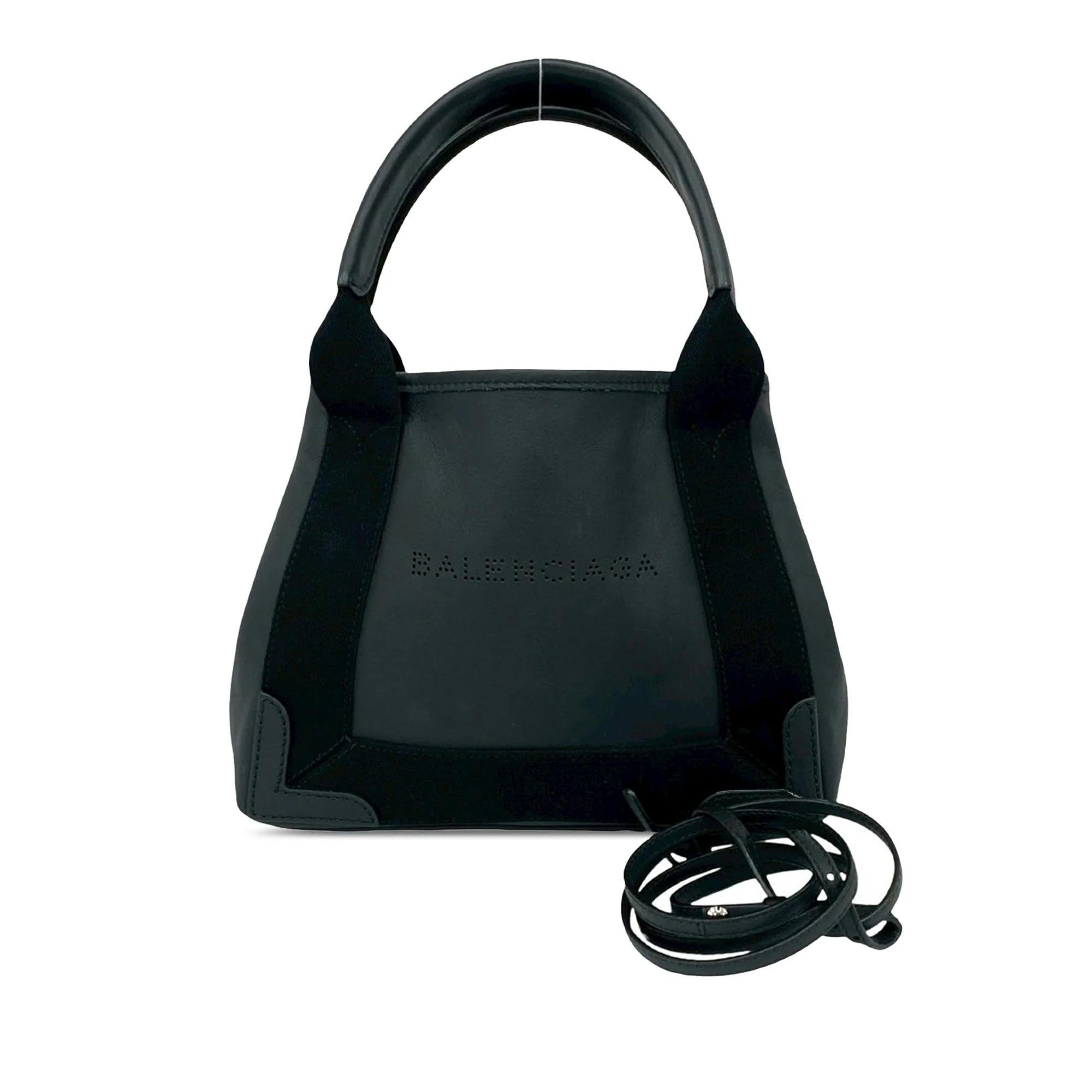 Navy cabas leather handbag