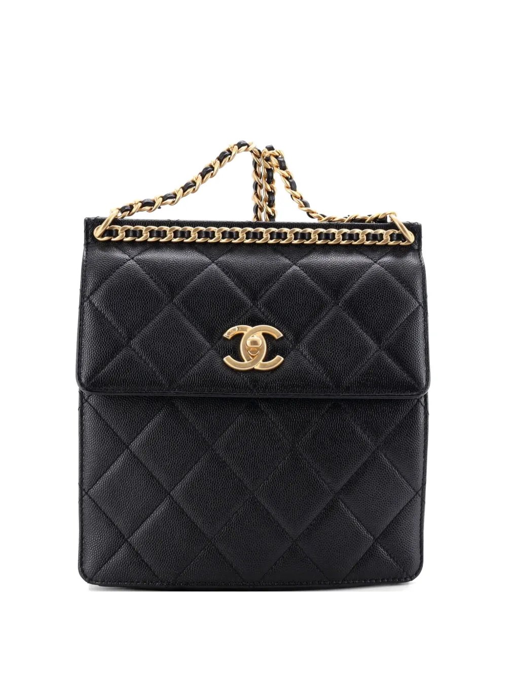 Top Chain CC Square Quilted Caviar backpack
