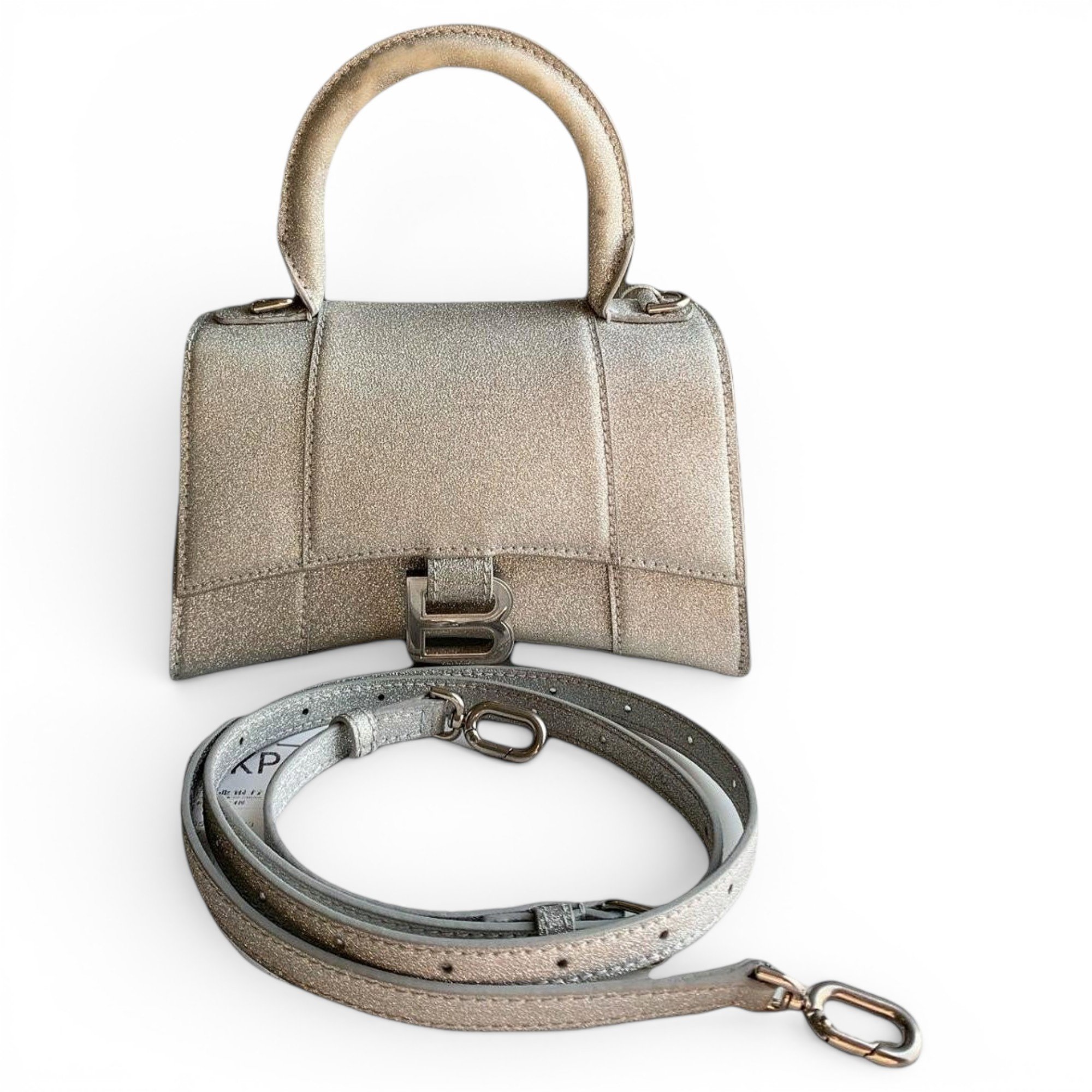 Hourglass leather handbag