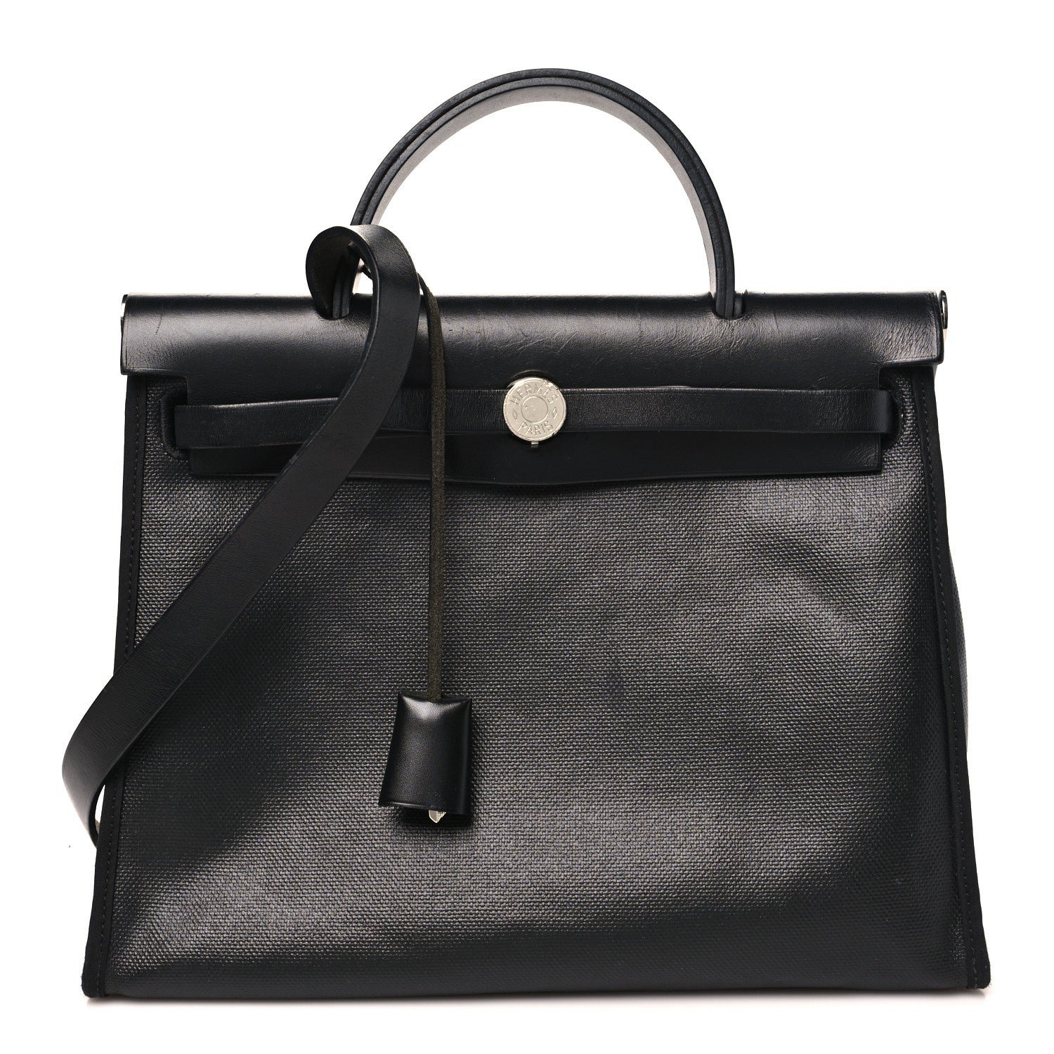 Hermes Toile H Berline Vache Hunter Herbag Zip PM 31 Black Ecru
