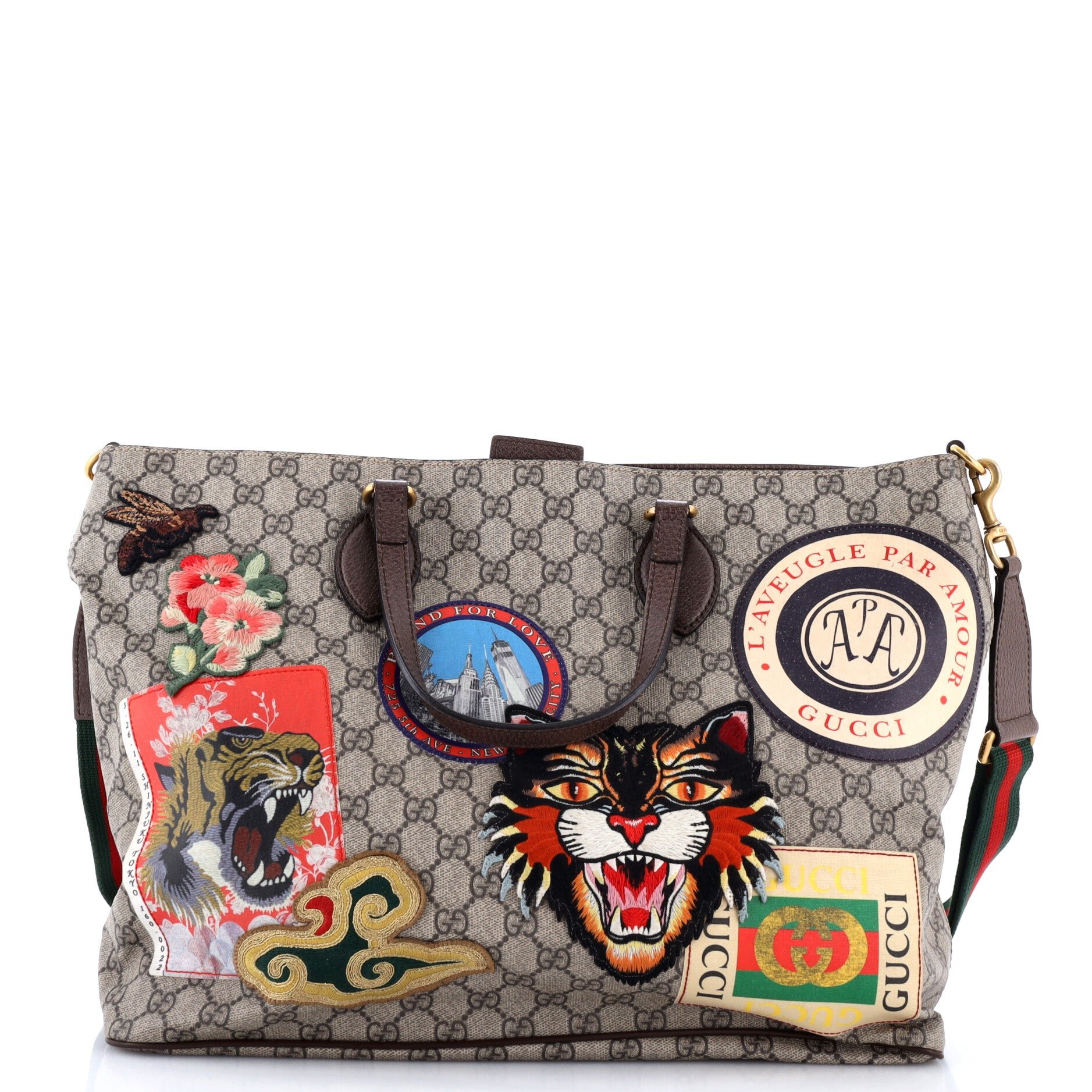Courrier Convertible Soft Open Tote GG Coated Canvas with Applique Large