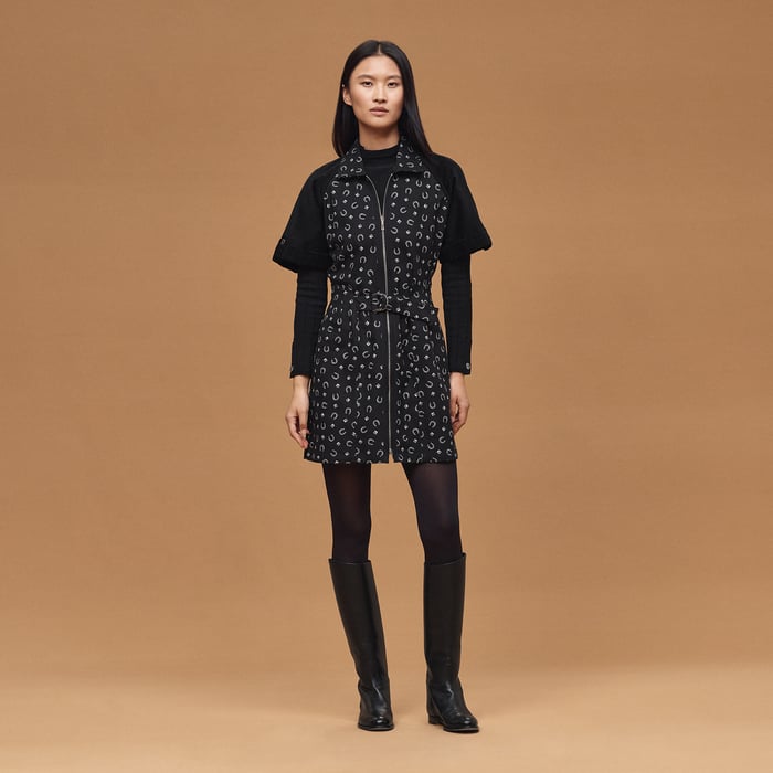 Noir "Porte-bonheur Bandana" Mixed Materials Dress