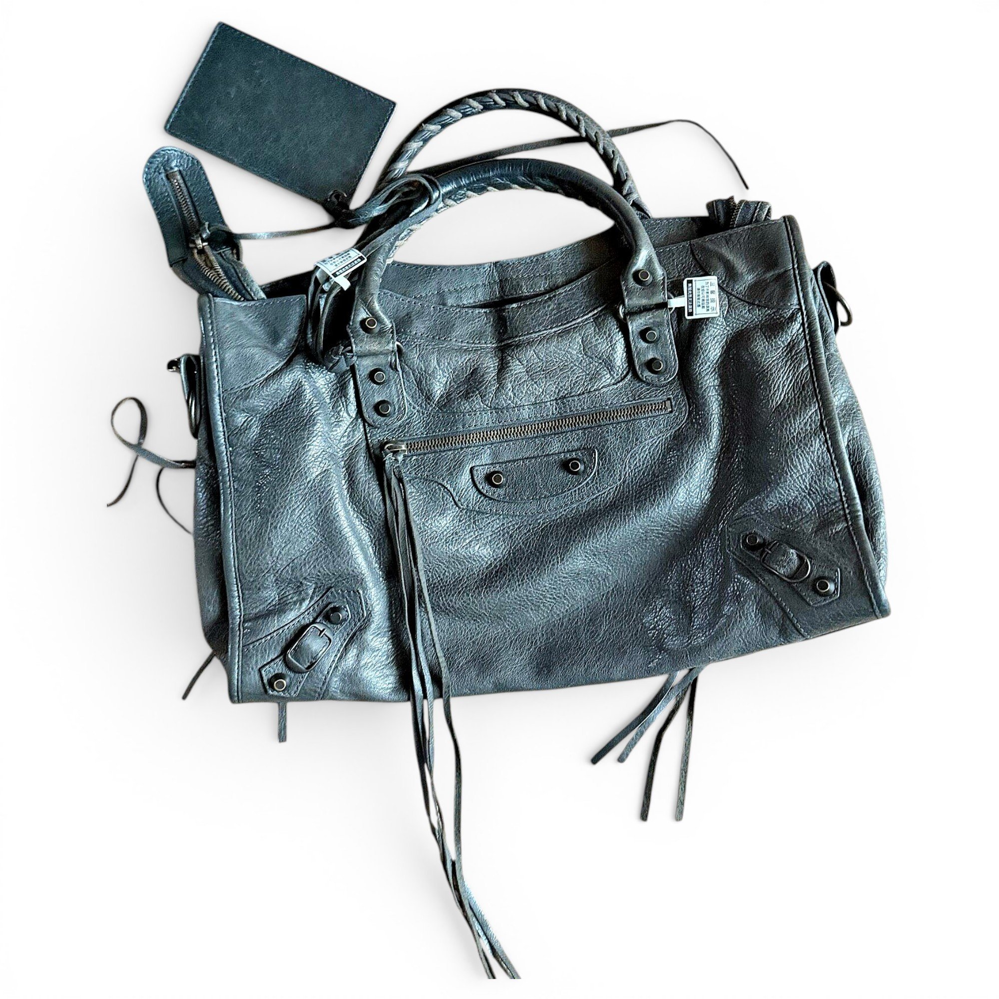 City leather satchel