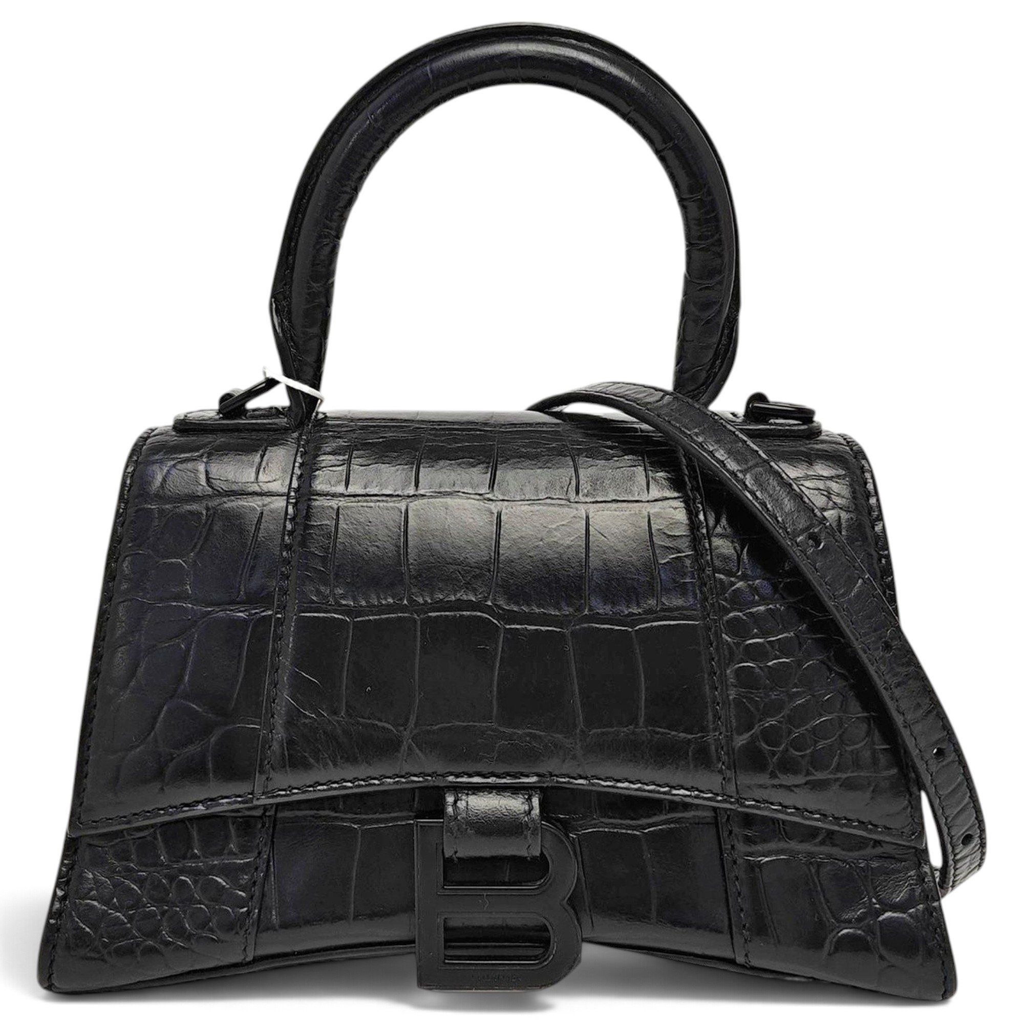 Hourglass leather handbag