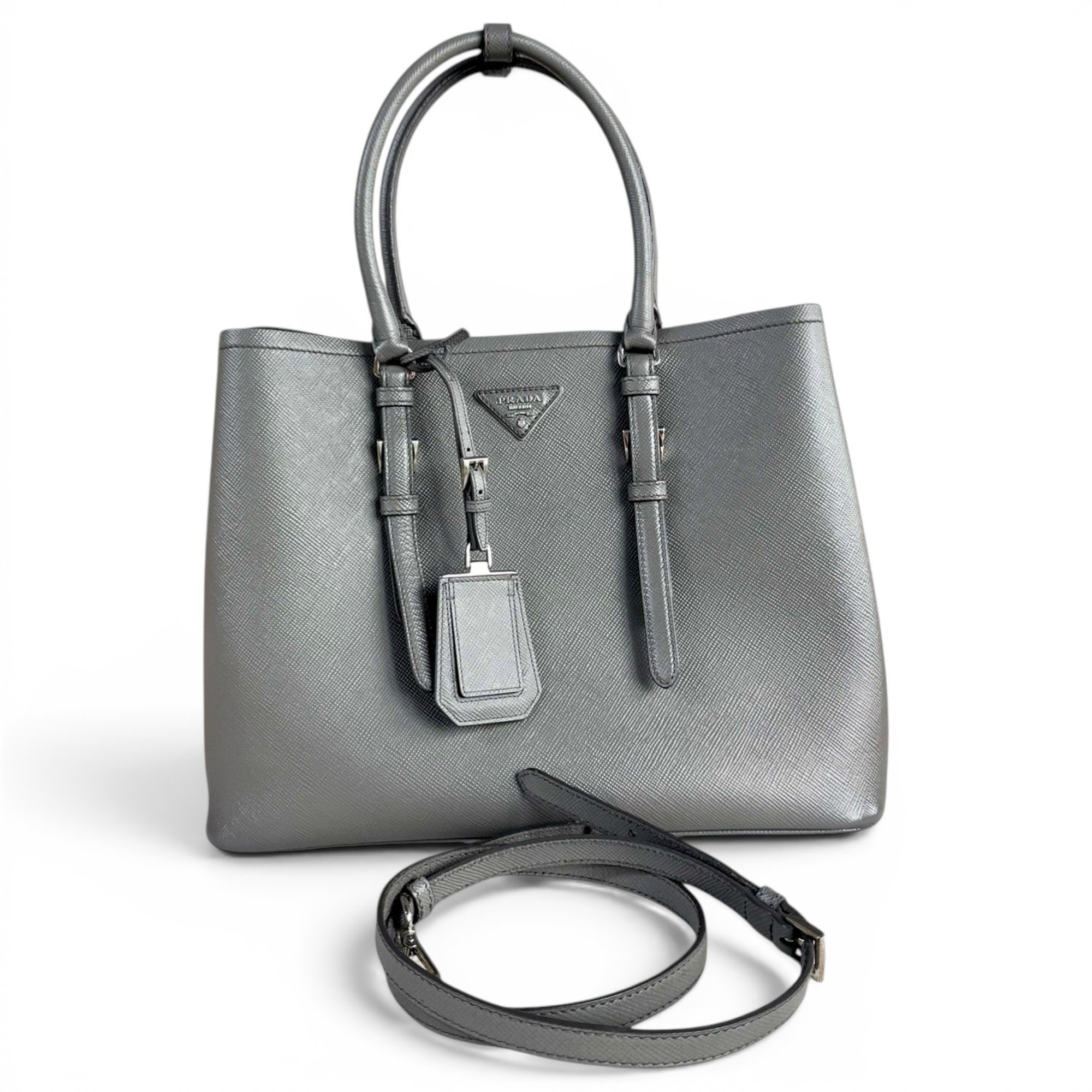 Double leather handbag