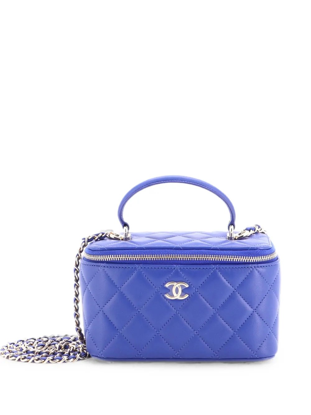 Classic Top Handle Vanity Case with Chain Quilted Lambskin Small crossbody bag