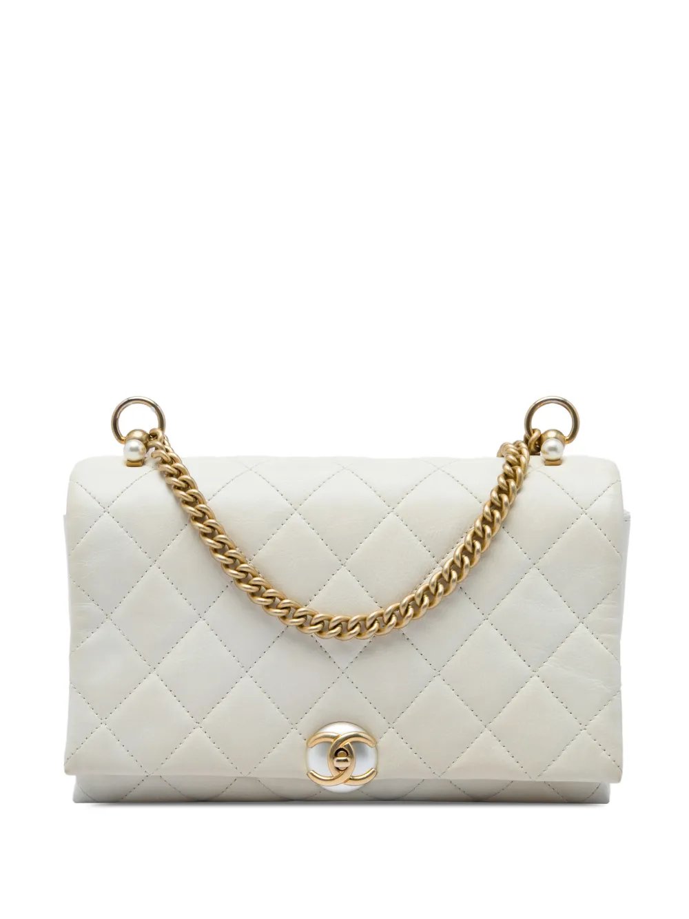 2019 Small Quilted Calfskin Pearl CC Accordion Flap crossbody bag