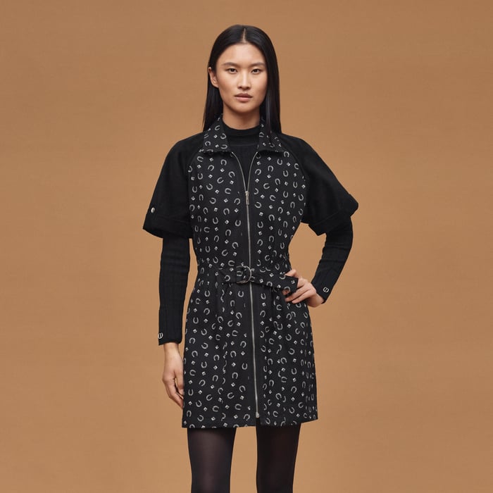 Noir "Porte-bonheur Bandana" Mixed Materials Dress