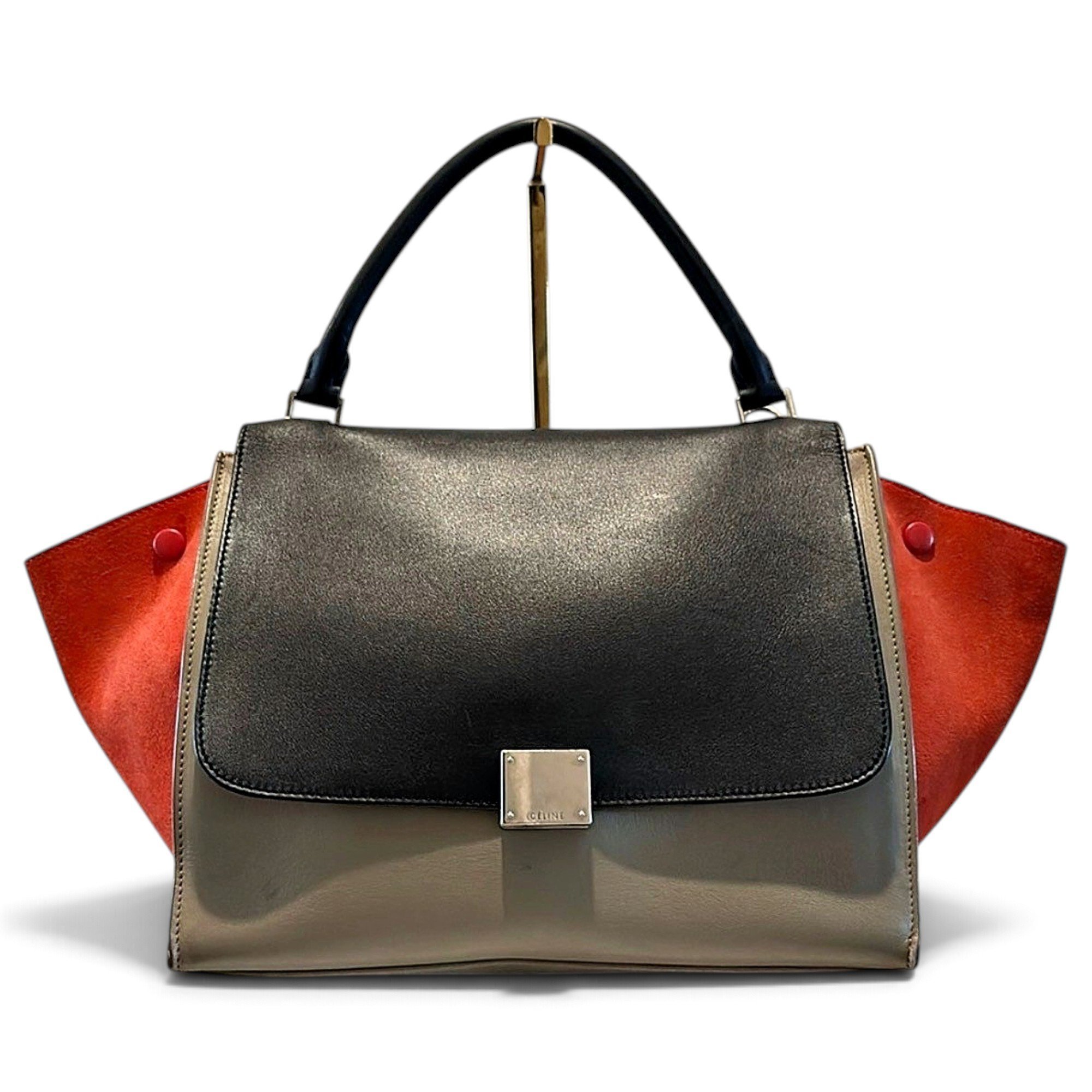Trapèze leather handbag