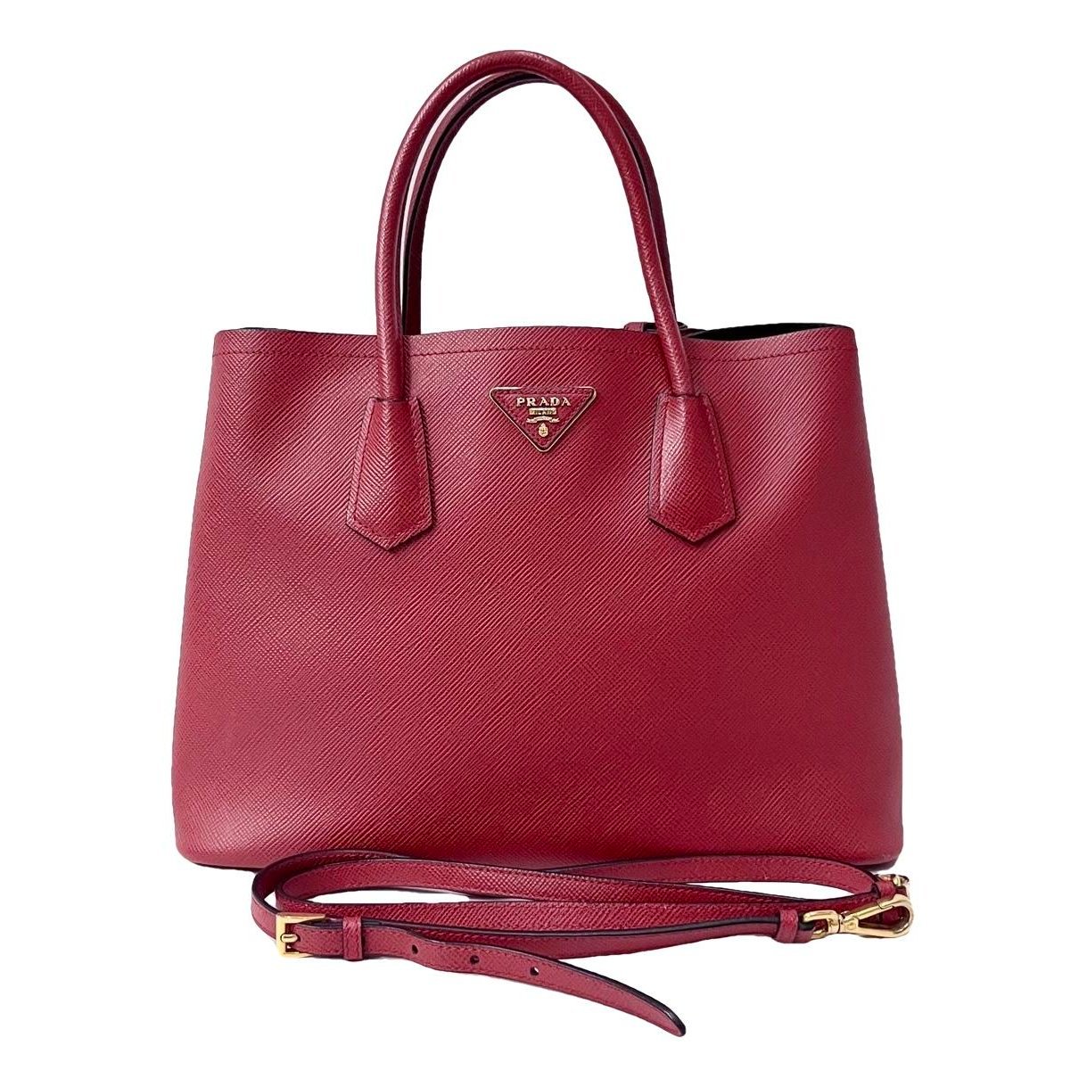 Double leather handbag