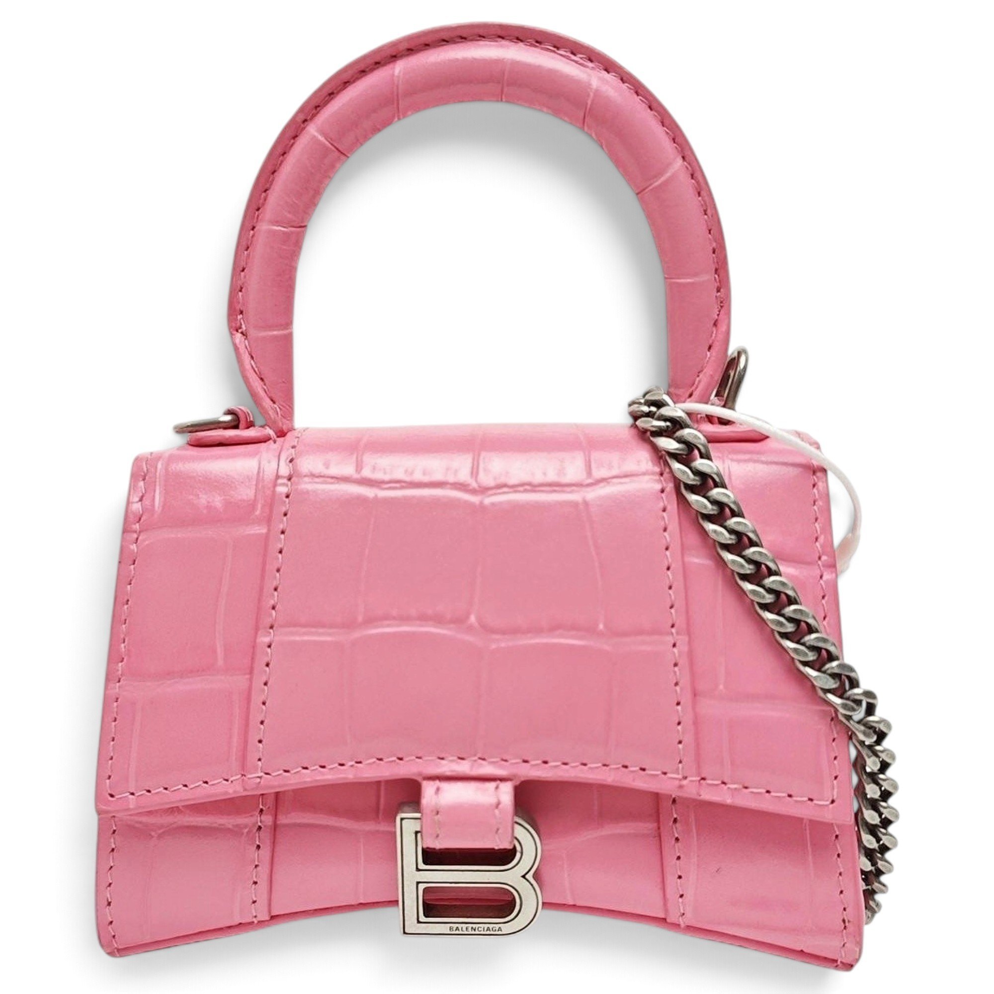 Hourglass leather handbag