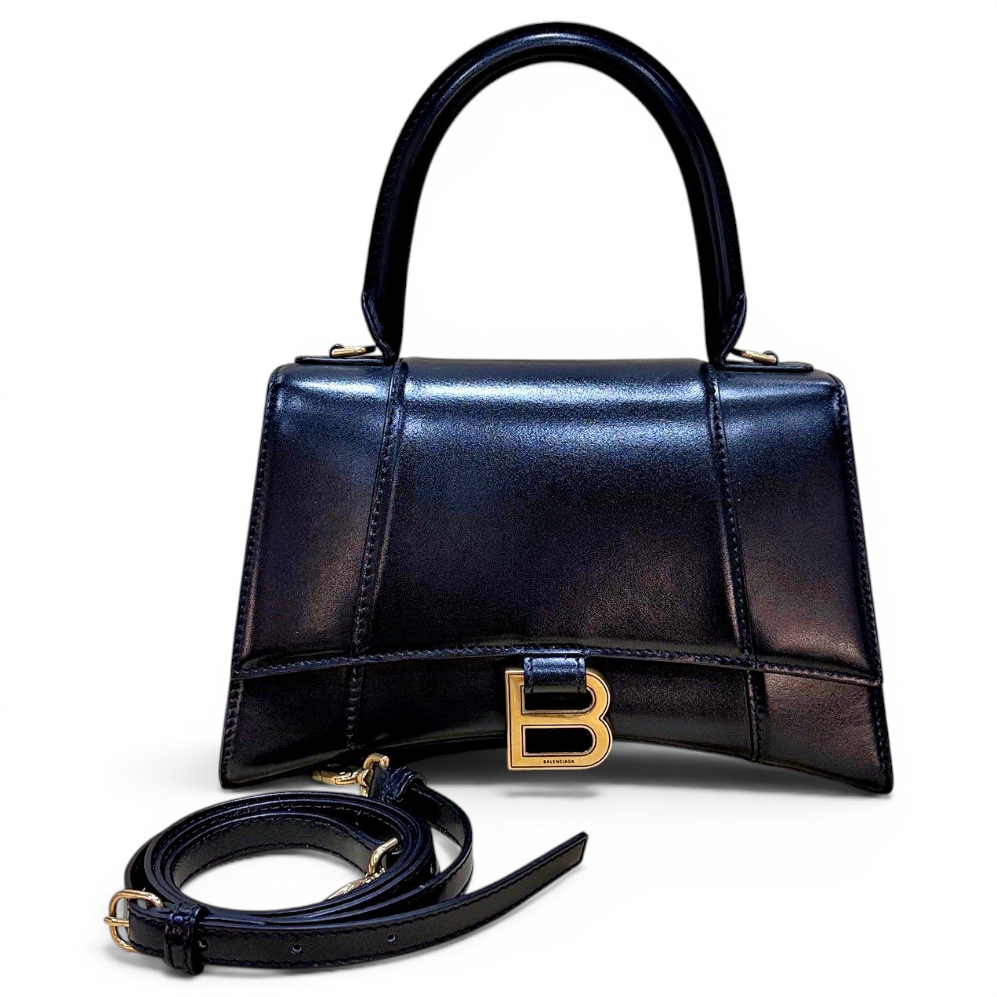 Hourglass leather handbag
