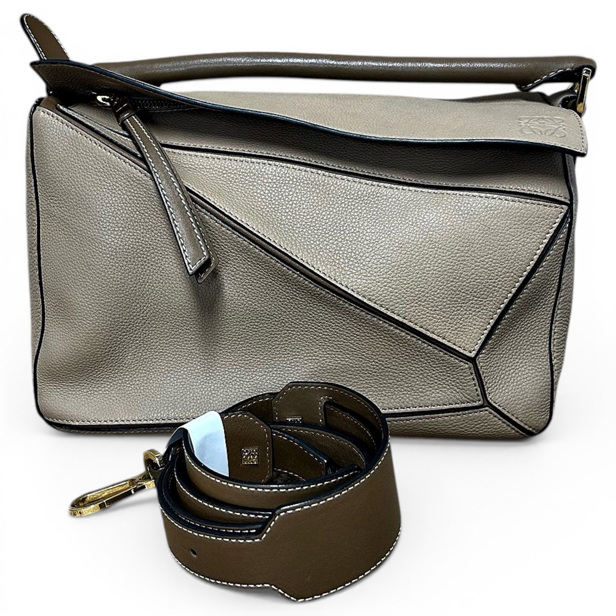 Puzzle leather handbag