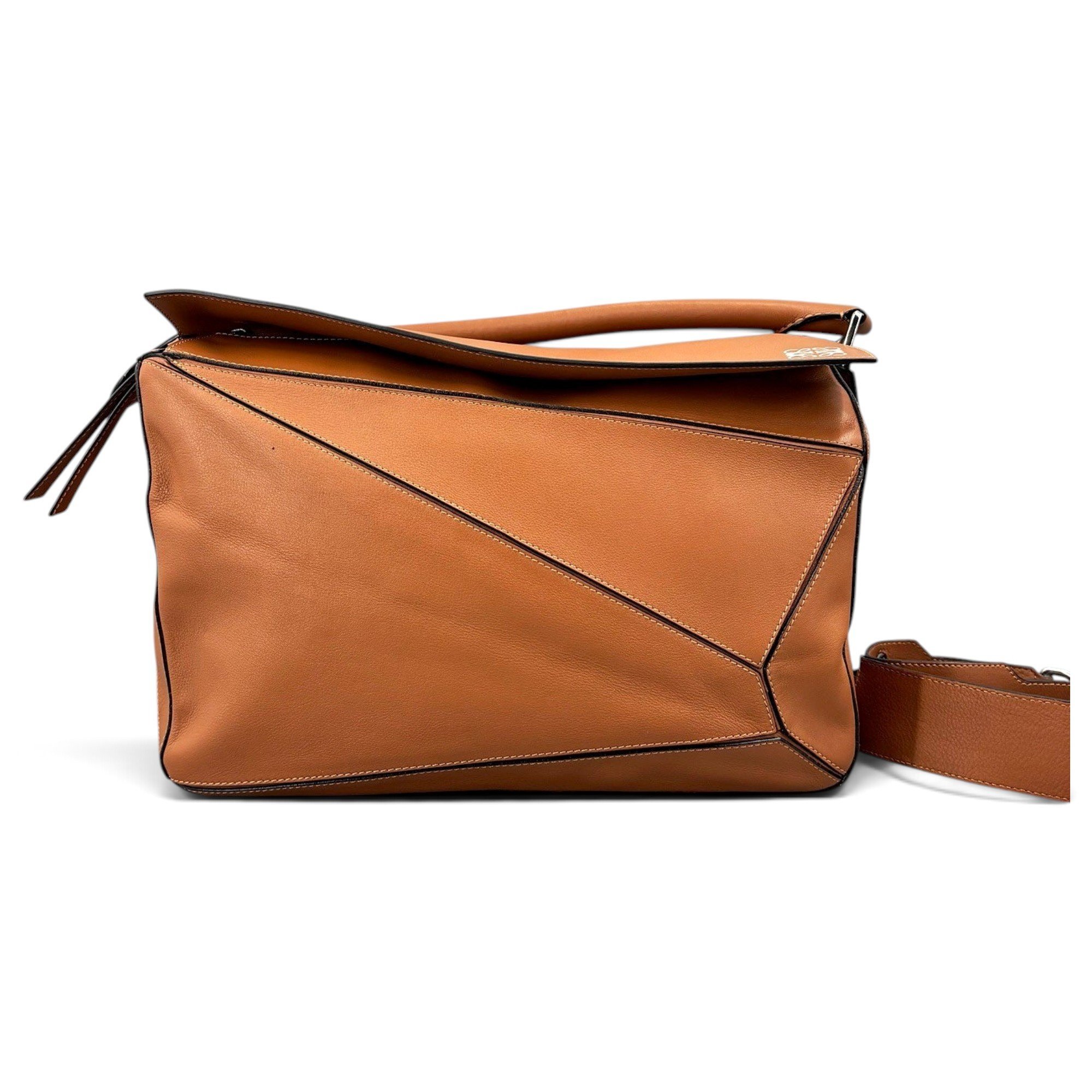 Puzzle leather handbag