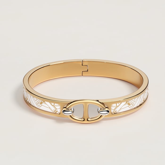 Orfèvre Jaune or Blanc Mini Clic Chaine d'Ancre Mors a Jouets Bracelet
