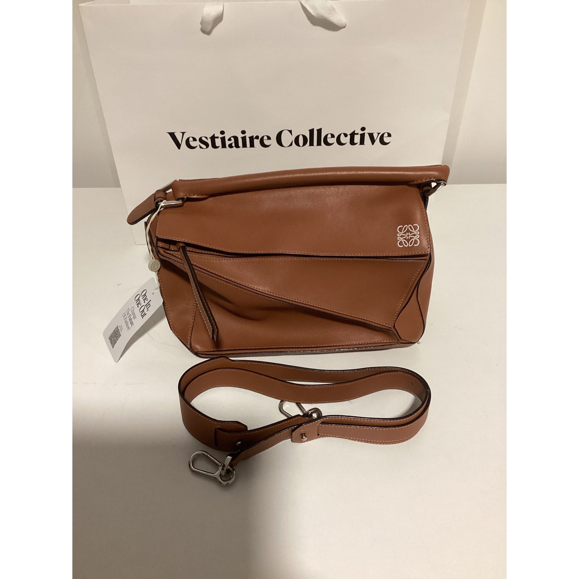 Puzzle leather handbag