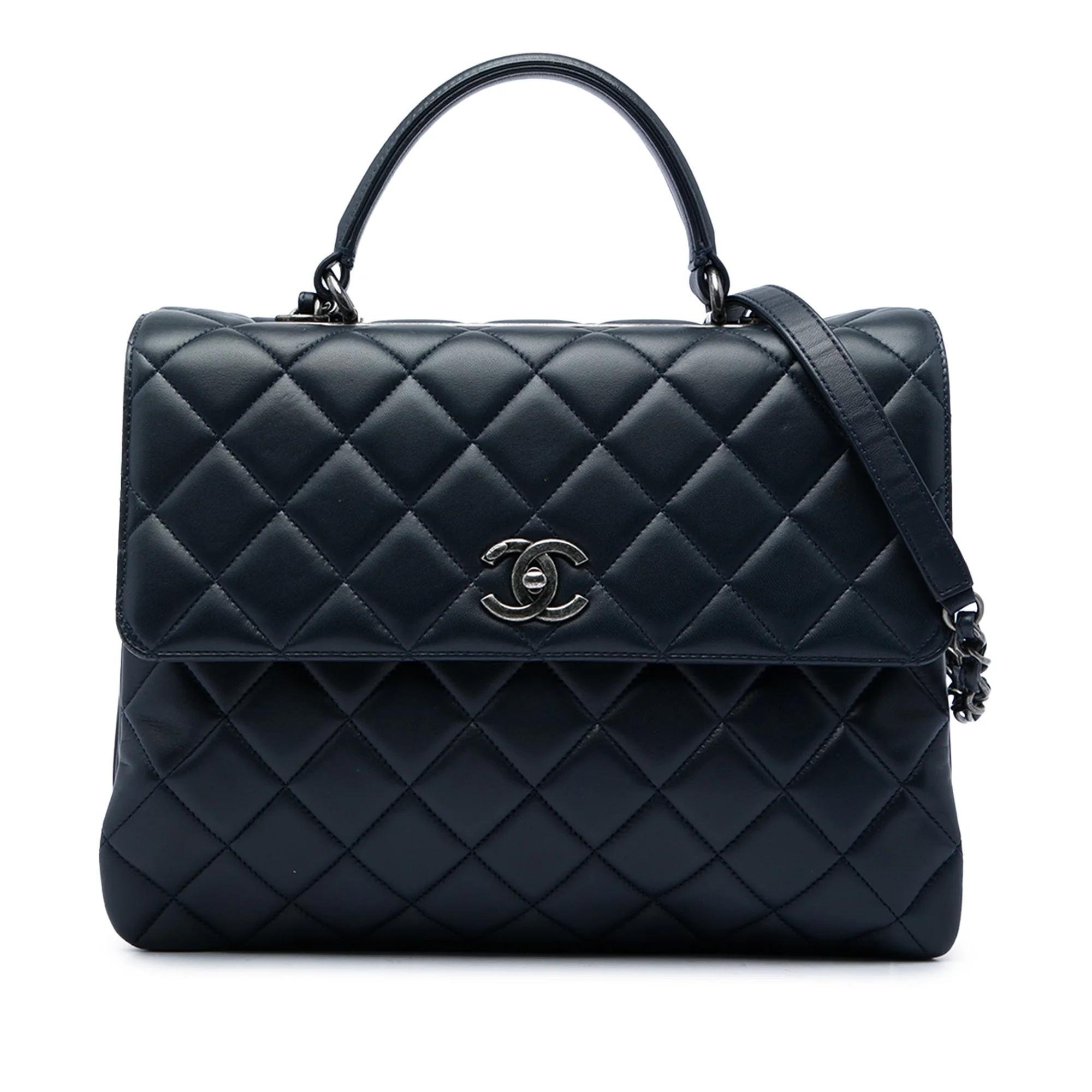 Trendy CC Top Handle pony-style calfskin handbag