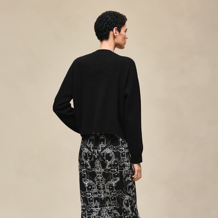 Noir Cashmere Long-sleeve Cardigan