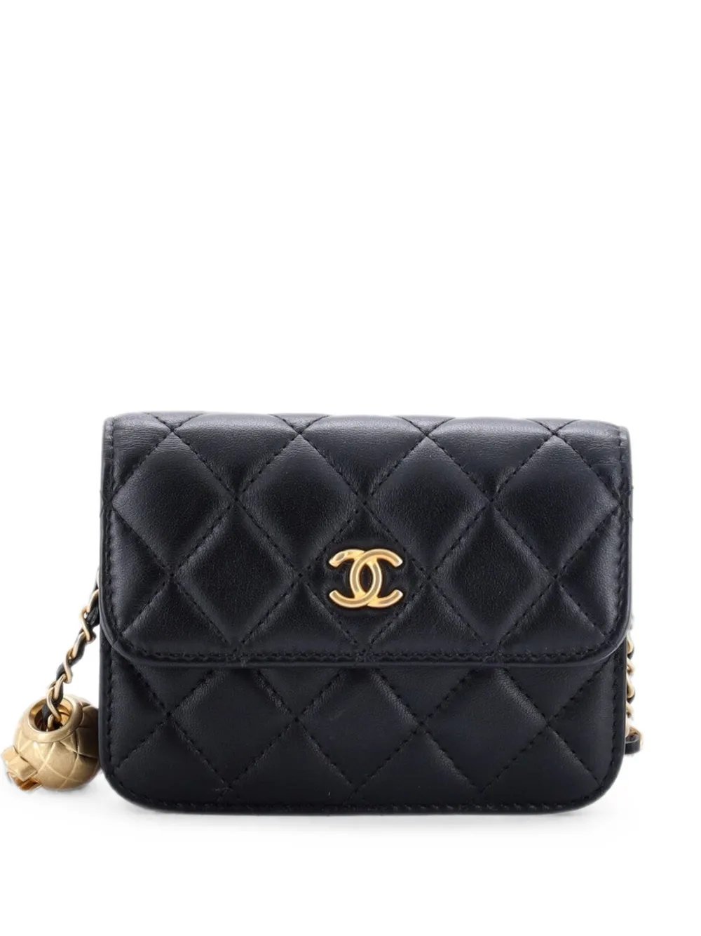 Pearl Crush Flap Clutch with Chain Quilted Lambskin Mini crossbody bag