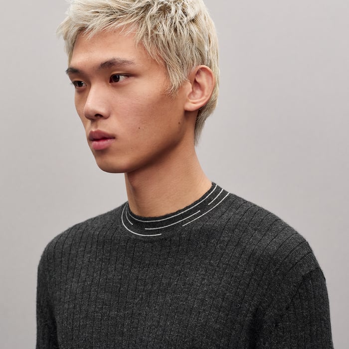 Anthracite "Detail Etriviere Alpaga" Crewneck Sweater
