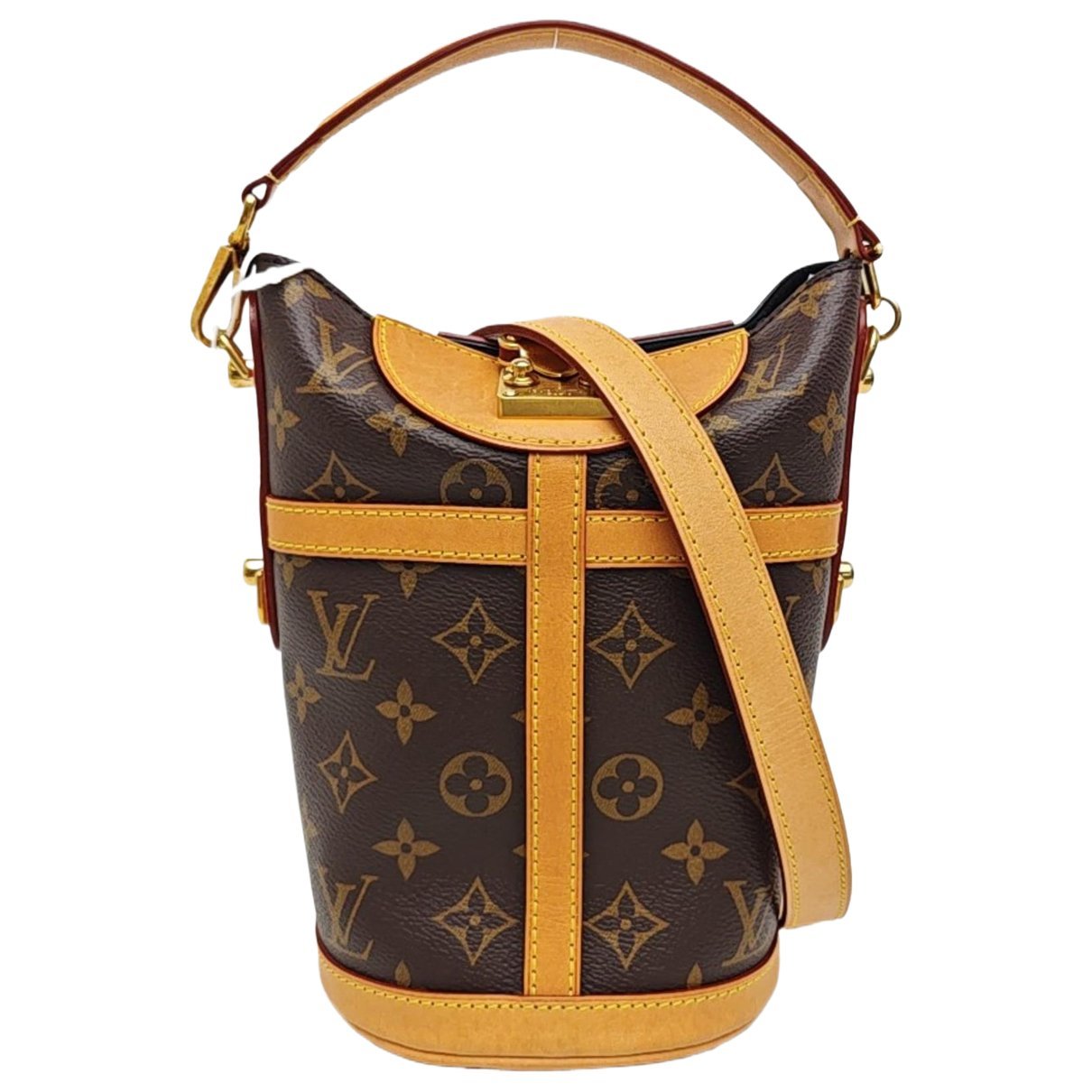 Duffle leather handbag