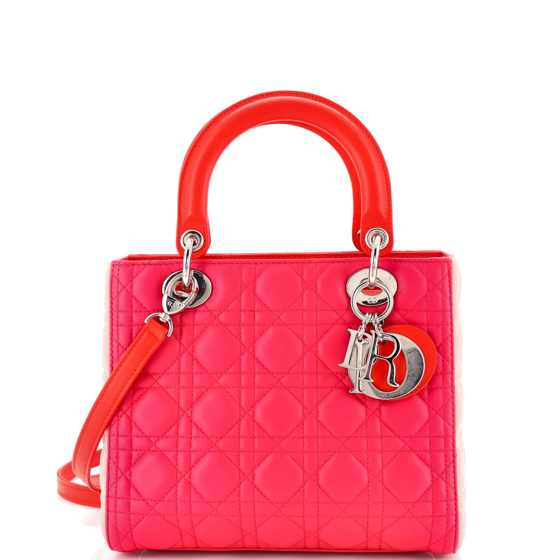 Dior Tricolor Lady Dior Bag Cannage Quilt Lambskin Medium