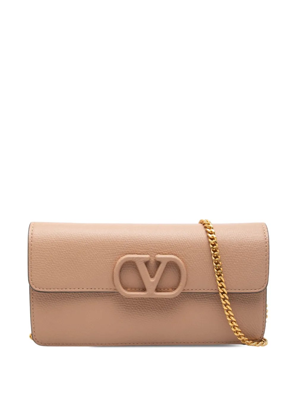 2010-2026 Grainy Calfskin VLogo Wallet on Chain crossbody bag