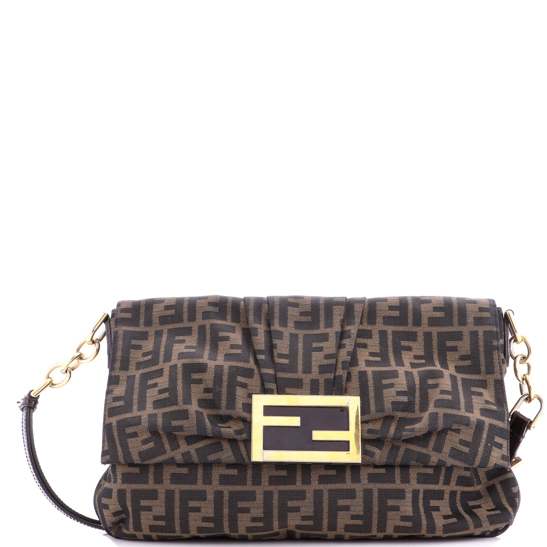 Fendi Mia Flap Crossbody Bag Zucca Canvas Medium