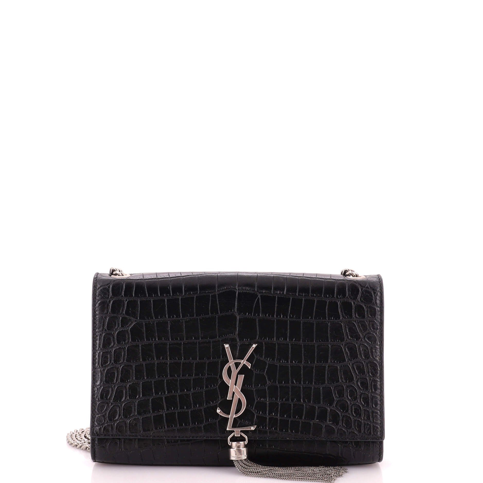 Classic Monogram Tassel Crossbody Bag Crocodile Embossed Leather Medium