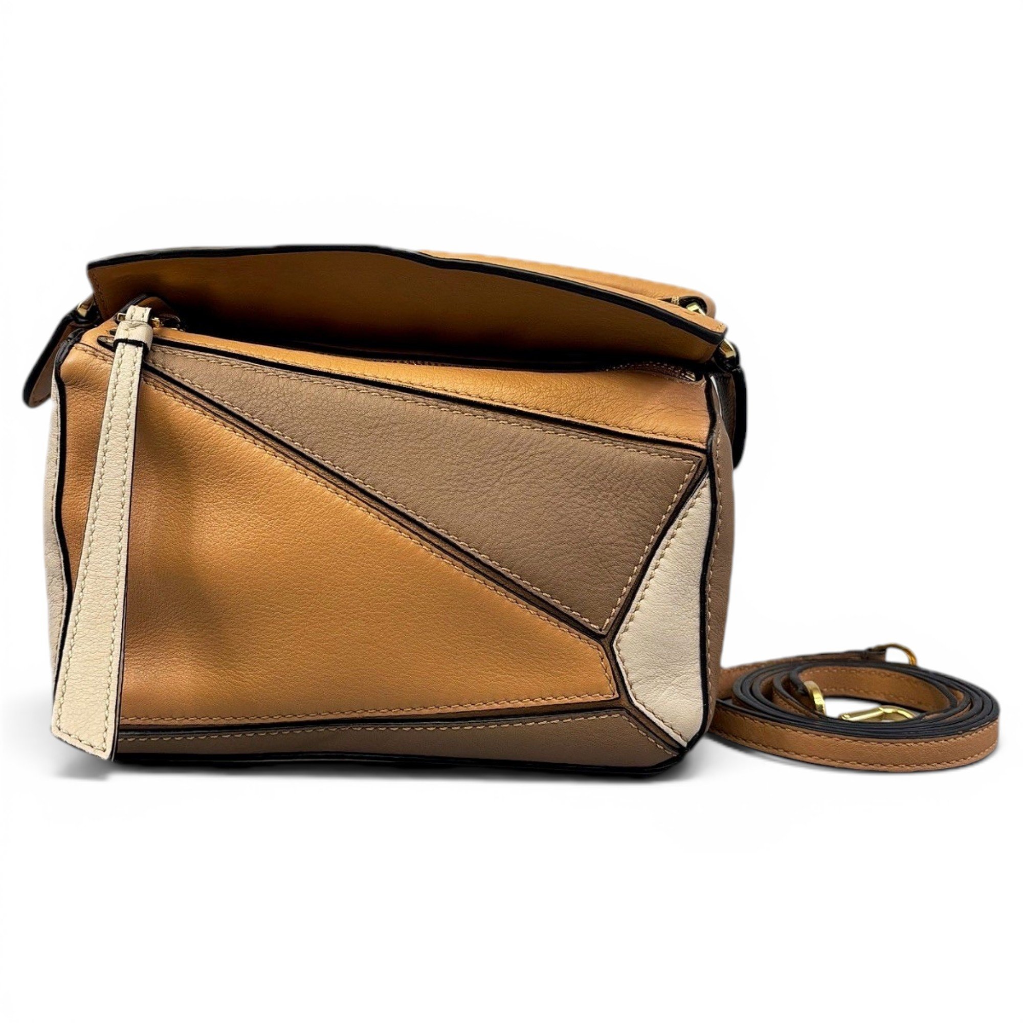 Puzzle leather handbag